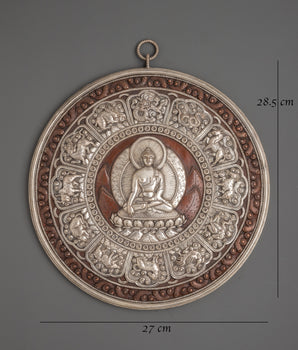 Shakyamuni Buddha Wall Hanging with 12 Zodiac Signs | Sacred Buddhist Wall Decor