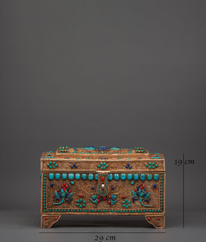 Handcrafted Sacred Tibetan Treasure Box | Spiritual Jewelry Holder, Boho Decor