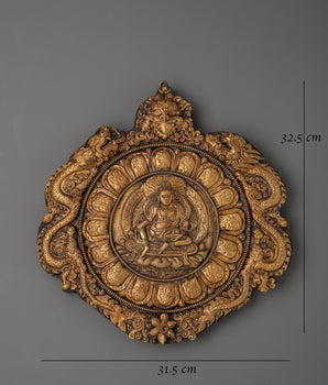 Wall Hanging with Engraved Yellow Dzambhala | Tibetan Wealth Deity Art