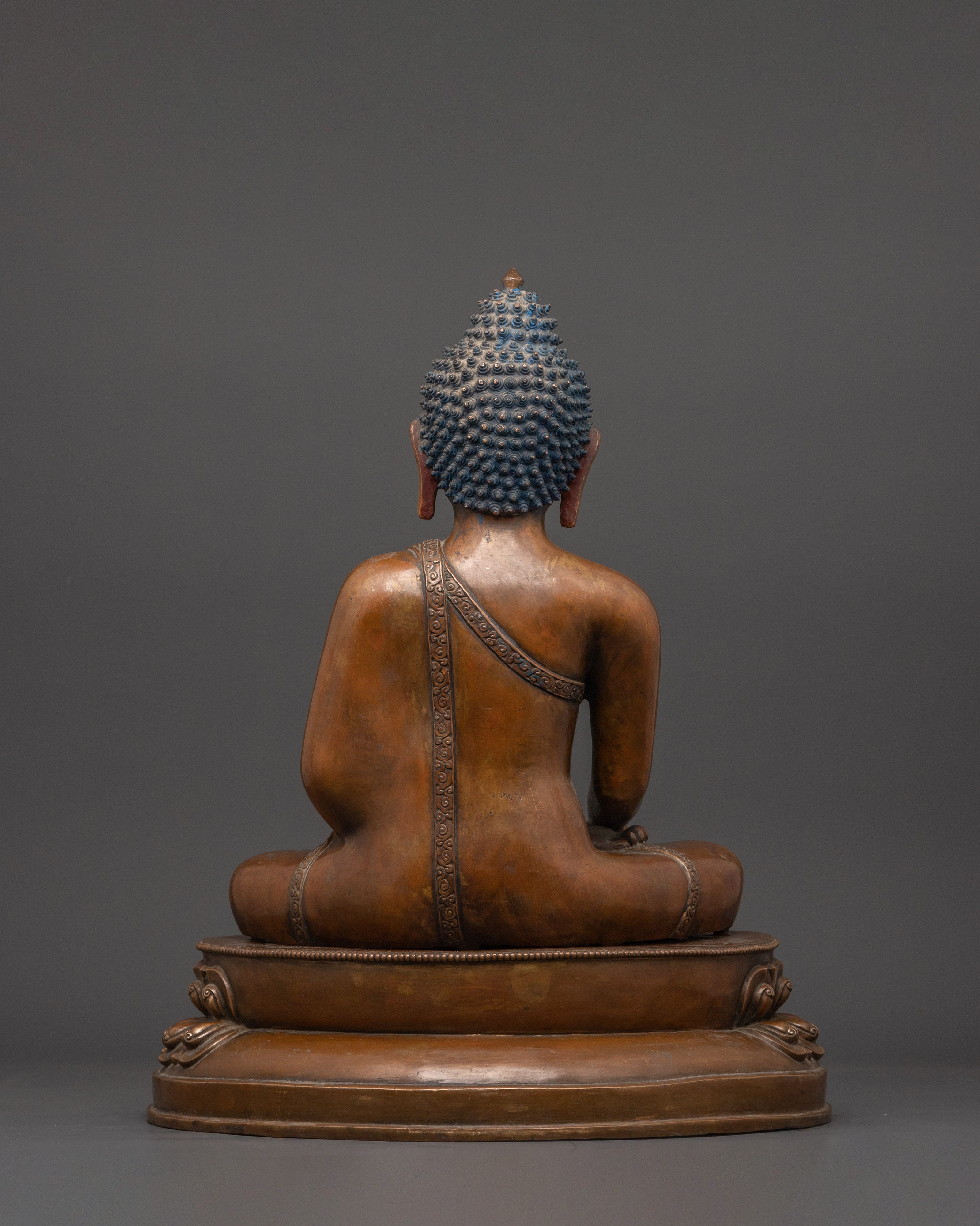Seated on Lotus Disc Shakyamuni Buddha Statue |Tibetan Buddhist Altar Decor