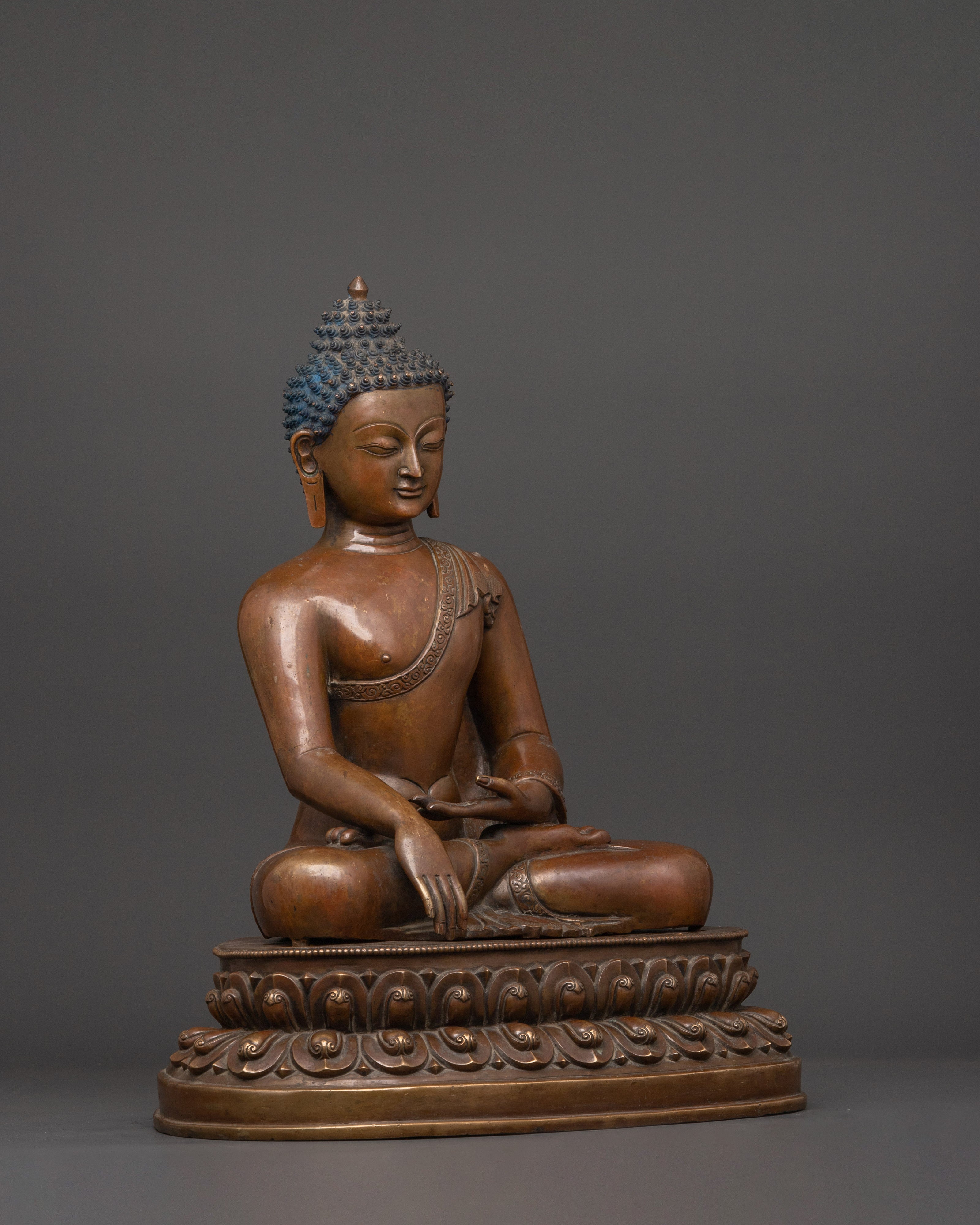 Seated on Lotus Disc Shakyamuni Buddha Statue |Tibetan Buddhist Altar Decor