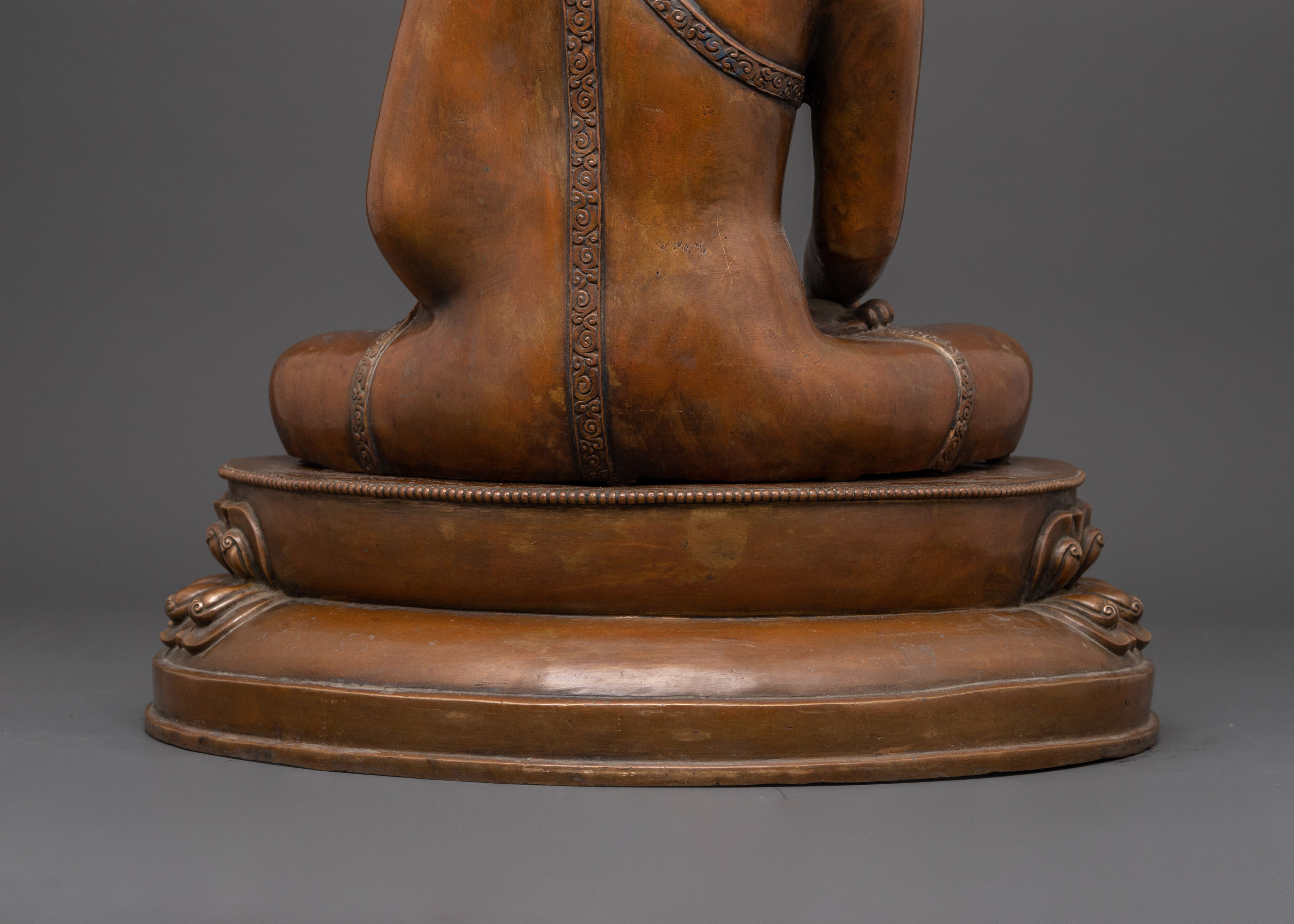 Seated on Lotus Disc Shakyamuni Buddha Statue |Tibetan Buddhist Altar Decor