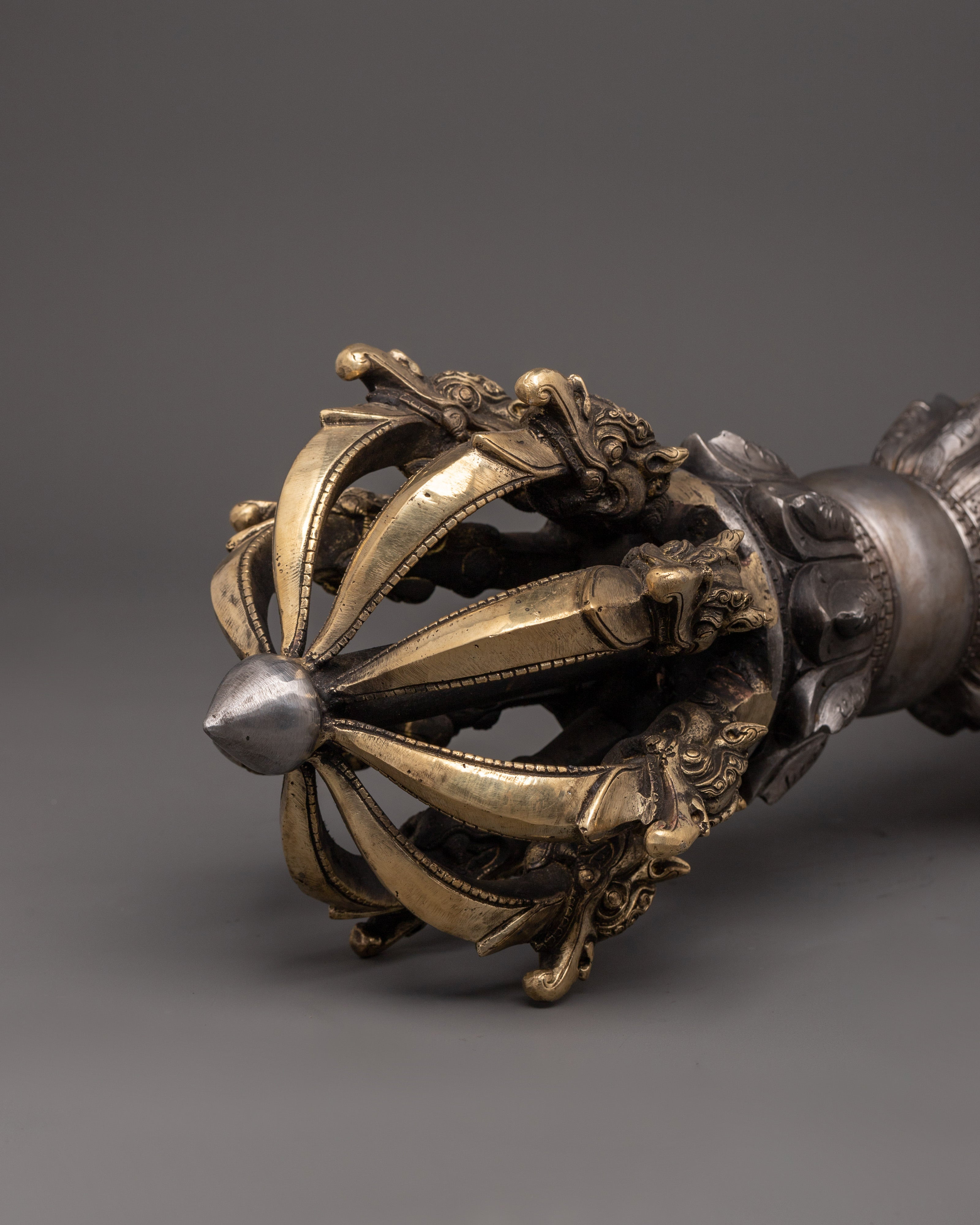Handcrafted Brass Body Vajra with Iron Core | Tibetan Dorje Ritual Tool