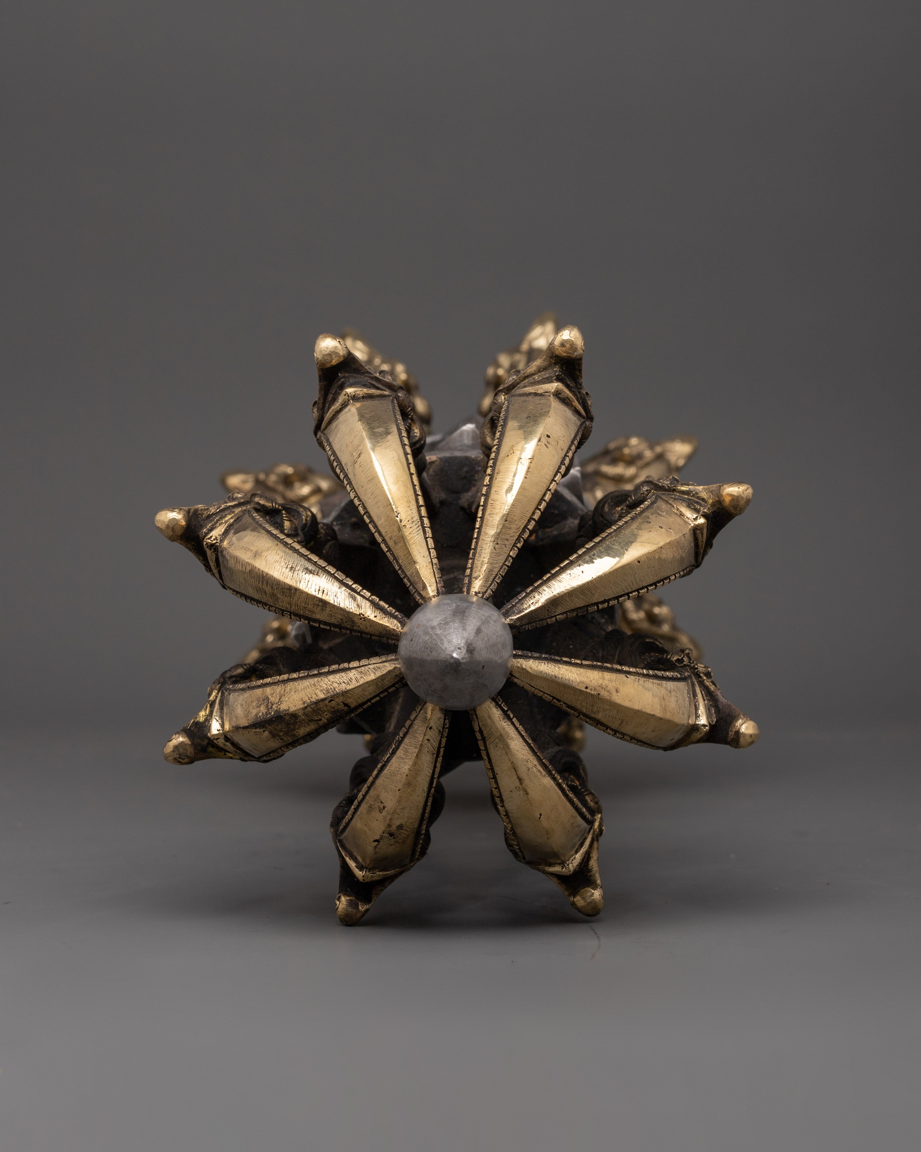 Handcrafted Brass Body Vajra with Iron Core | Tibetan Dorje Ritual Tool