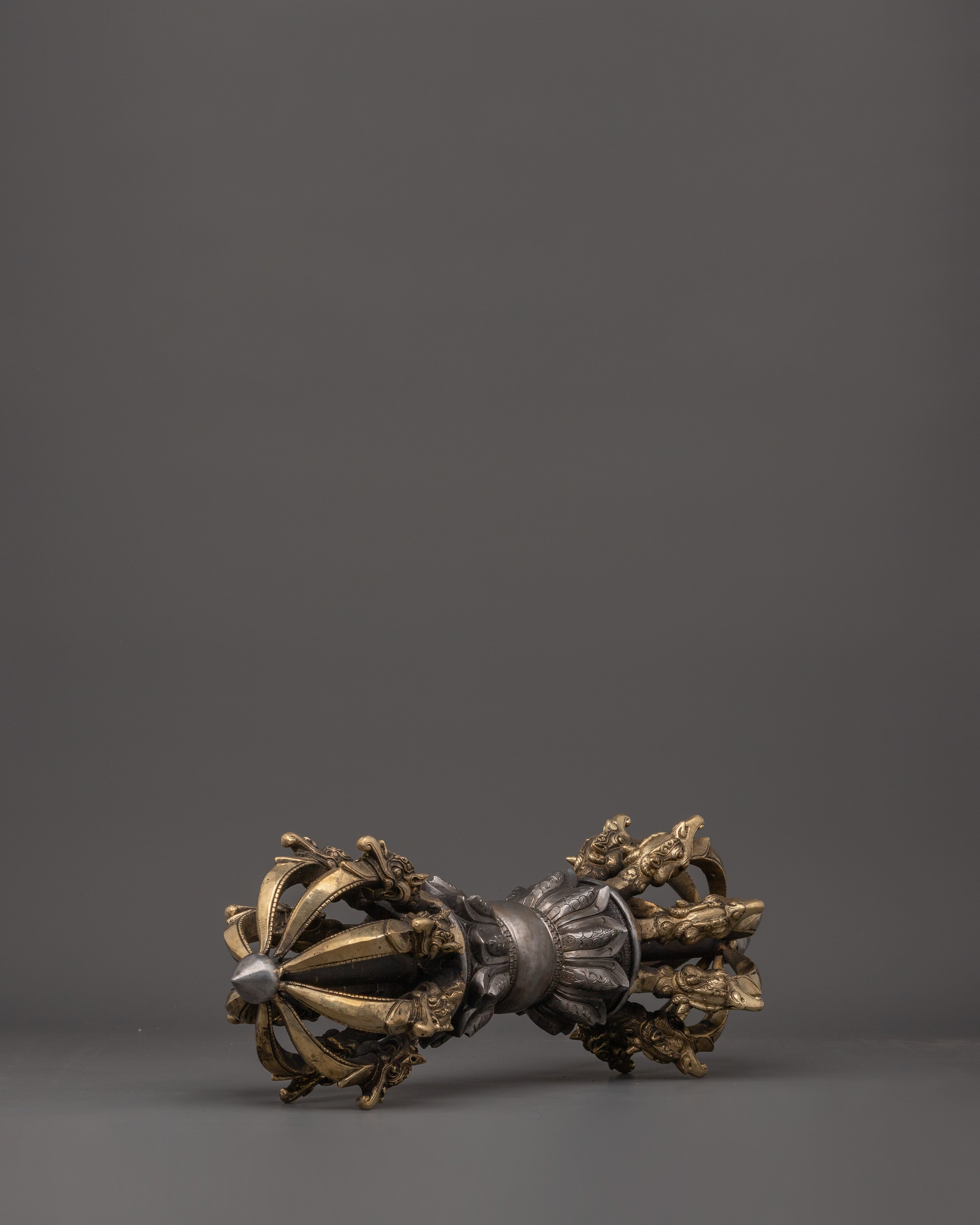 Handcrafted Brass Body Vajra with Iron Core | Tibetan Dorje Ritual Tool