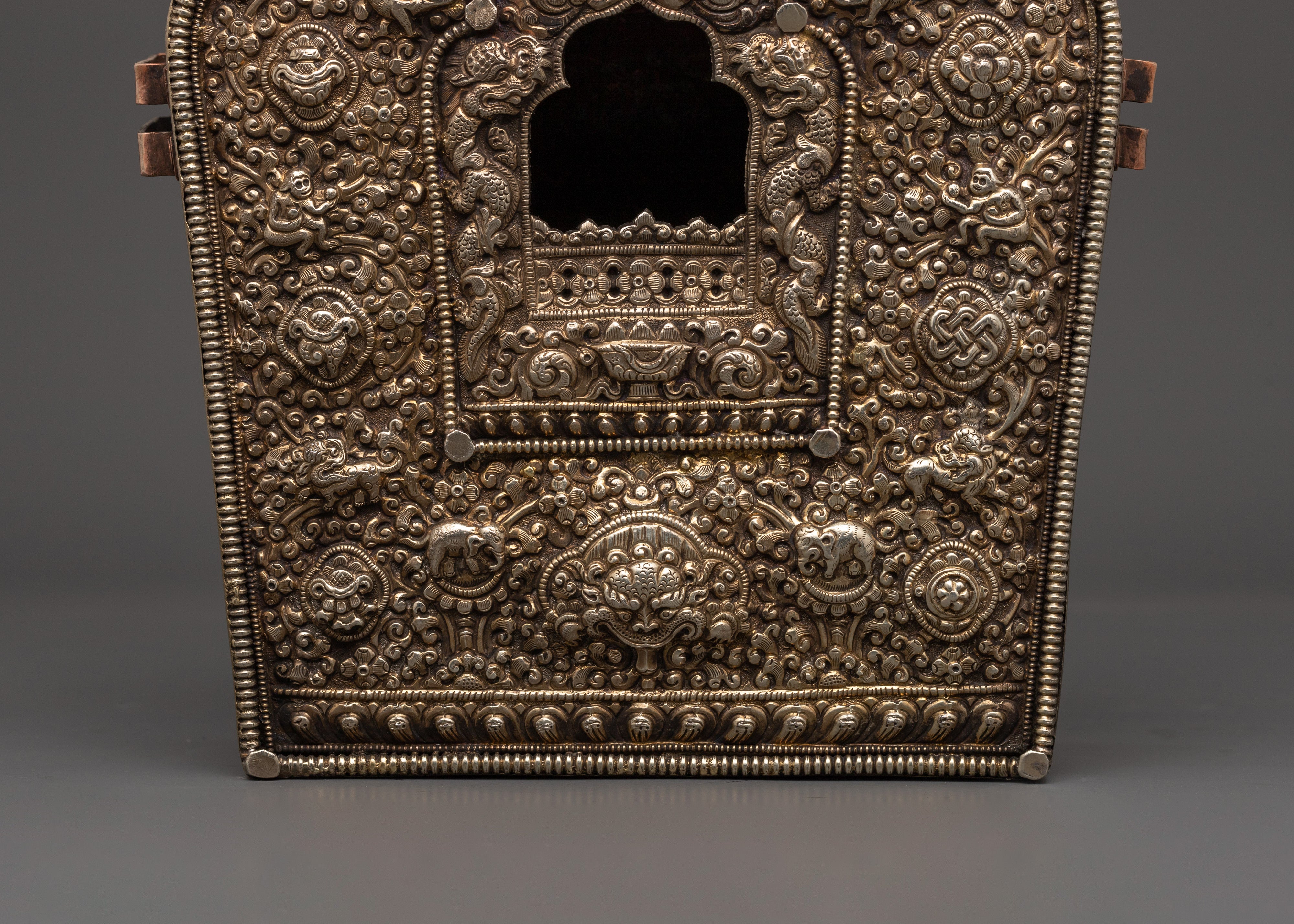 Handcrafted Ghau Box with White Metal & Copper Body | Sacred Relic