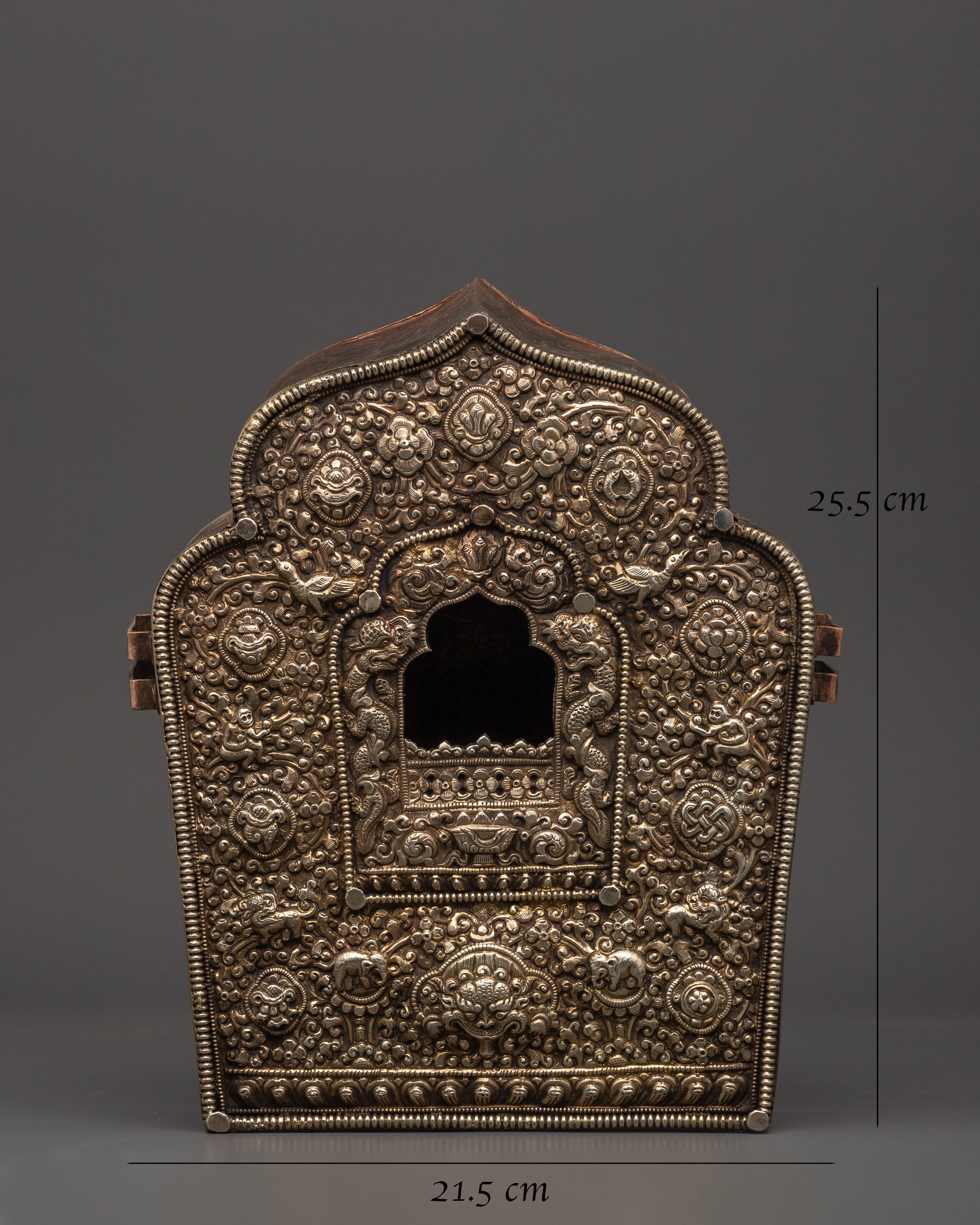 Handcrafted Ghau Box with White Metal & Copper Body | Sacred Relic