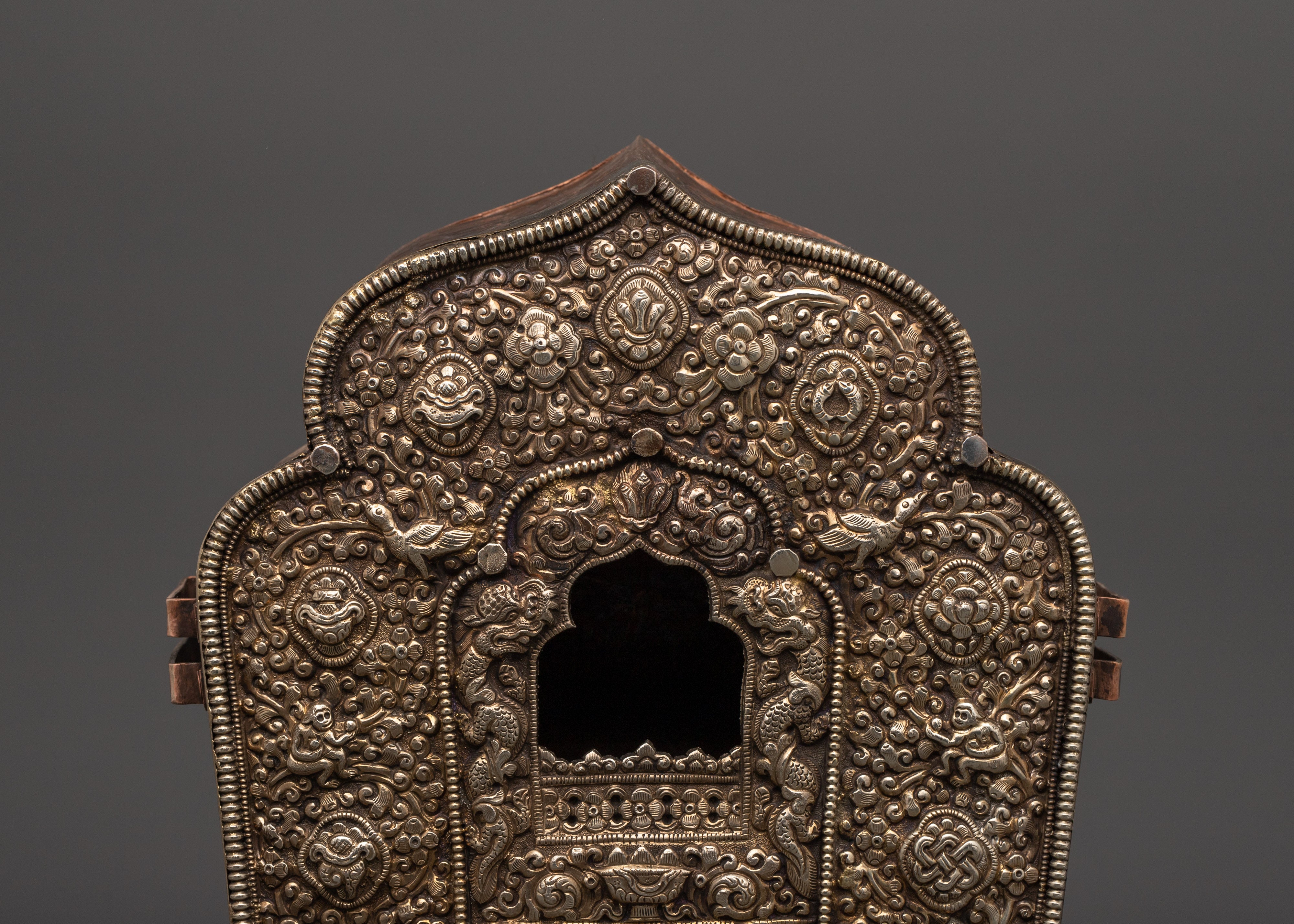 Handcrafted Ghau Box with White Metal & Copper Body | Sacred Relic