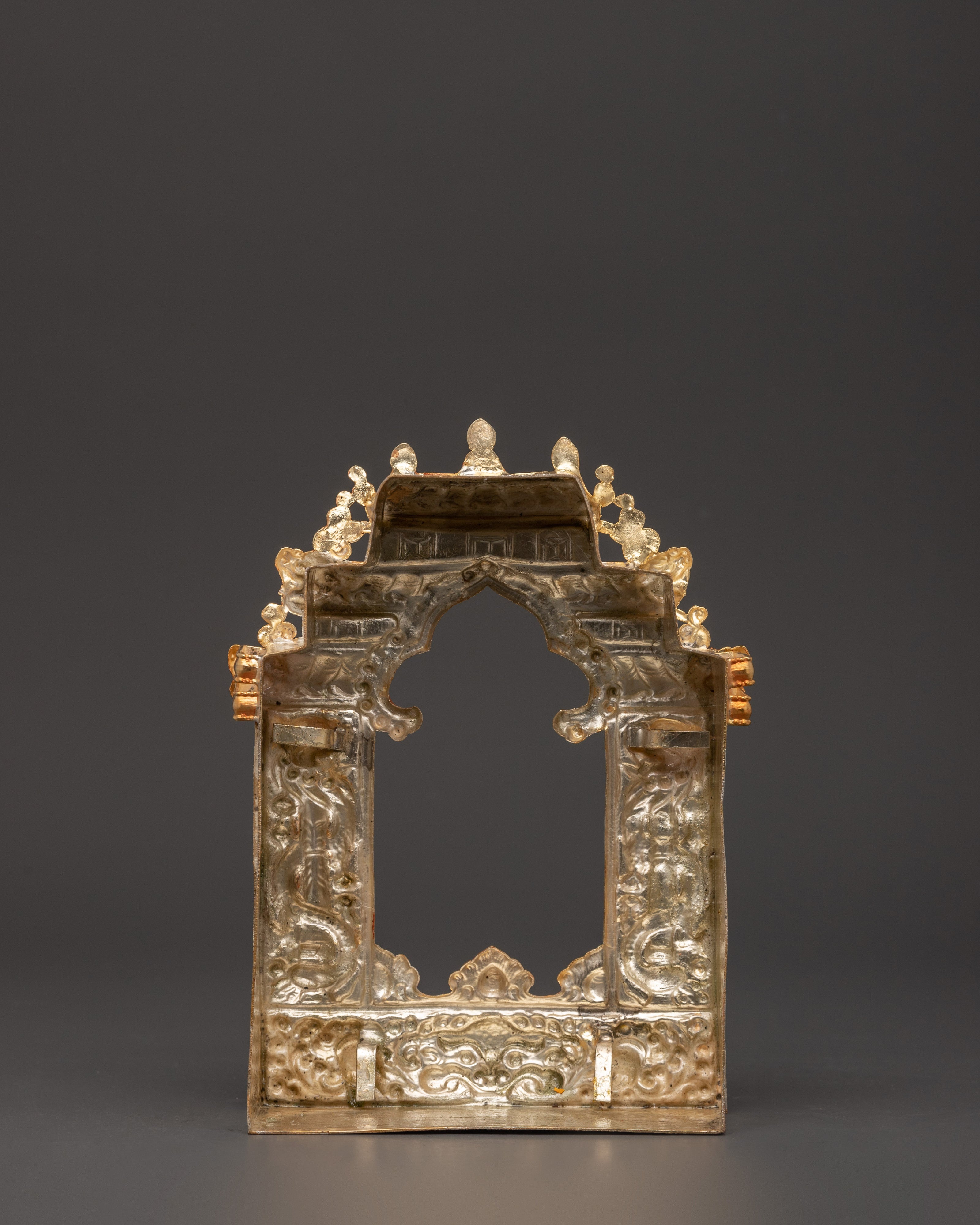 Hand-carved Copper Ghau Box | Tibetan Amulet with Biswo Vajra & Dragon Motif