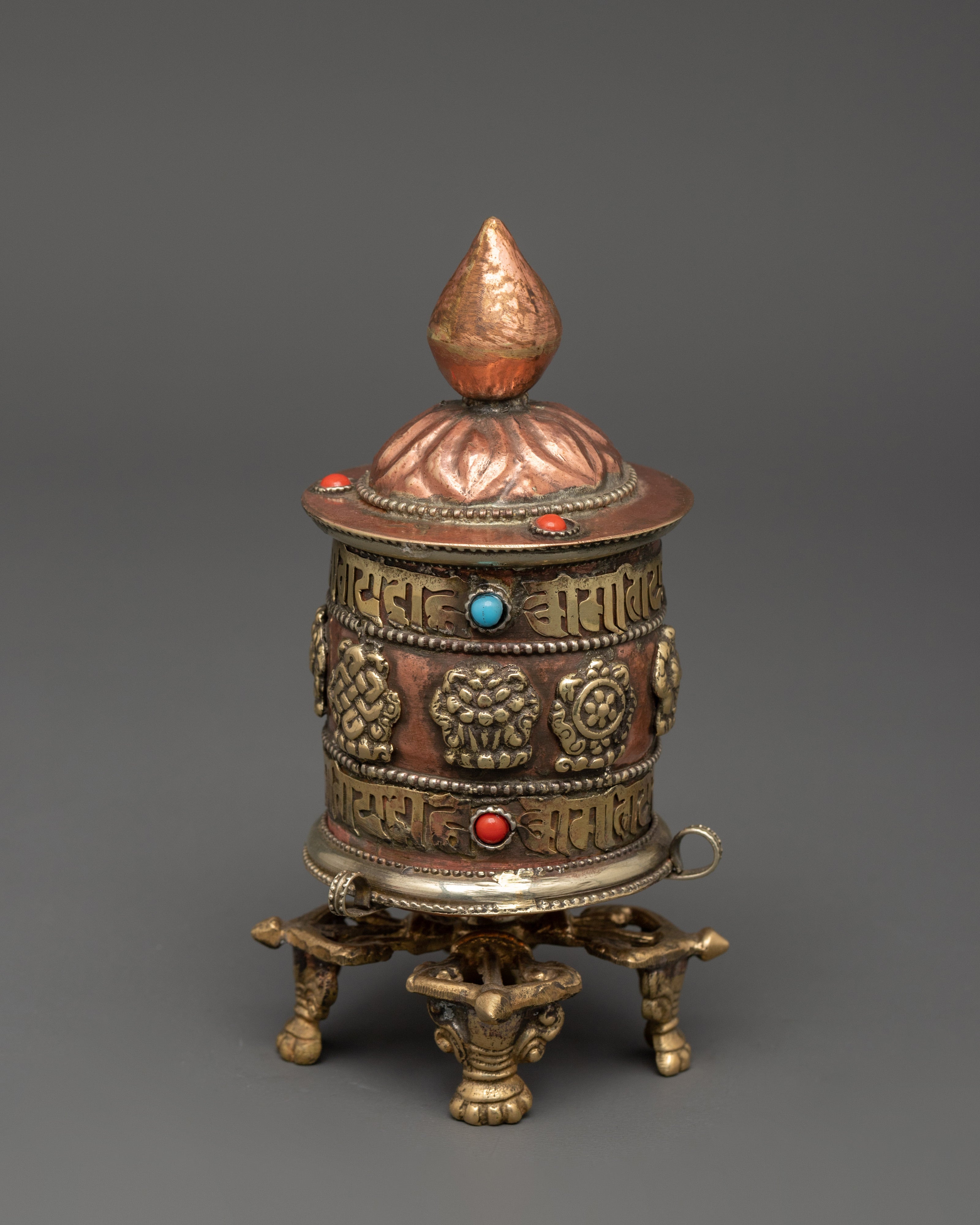 Spinning Mantra Wheel | Handcrafted Tibetan Prayer Wheel with Copper Body