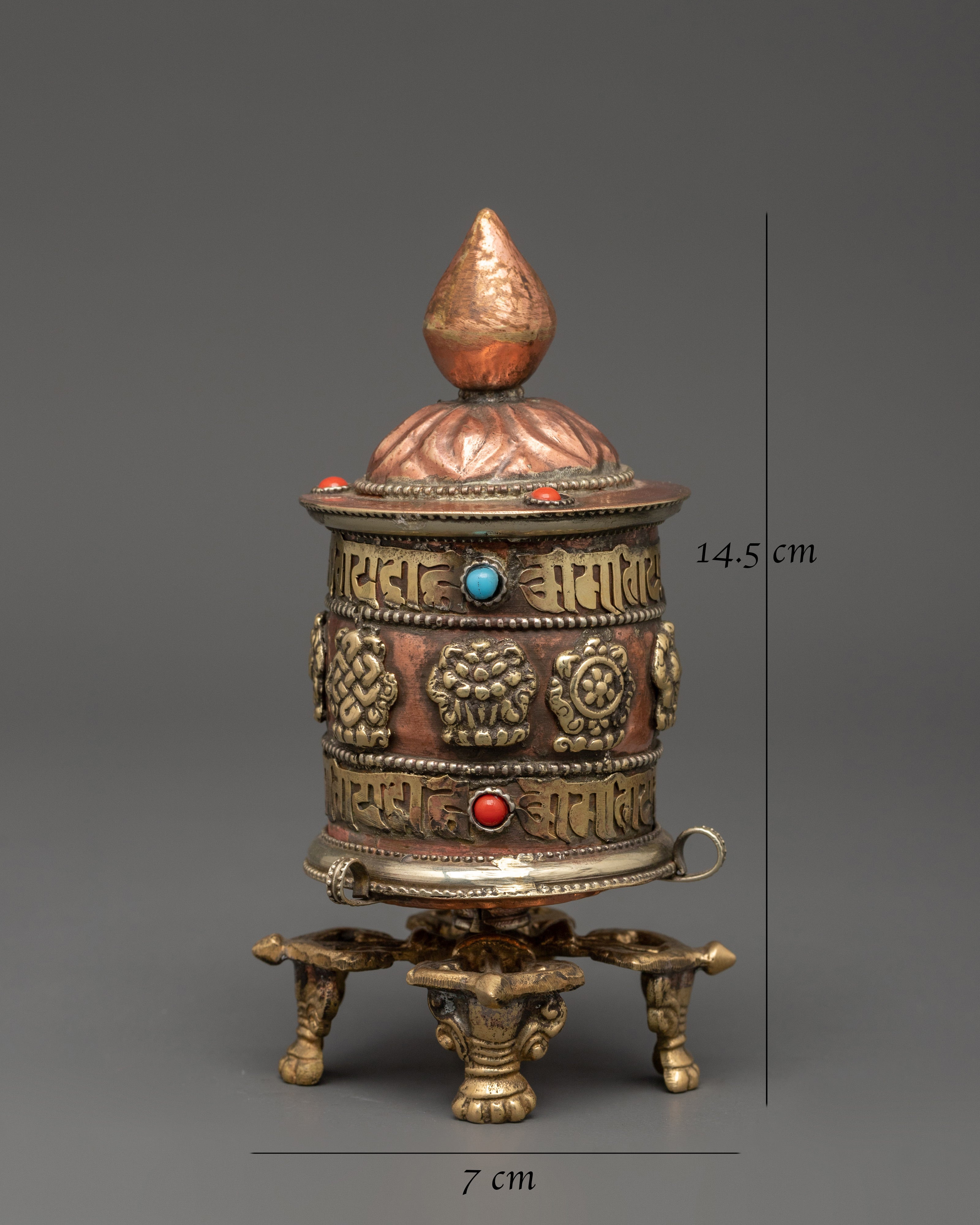 Spinning Mantra Wheel | Handcrafted Tibetan Prayer Wheel with Copper Body