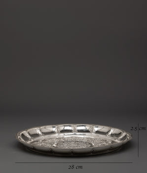 Pure Silver Pooja Thali with 8 Auspicious Symbols | Tibetan Buddhist Altar Plate for Rituals