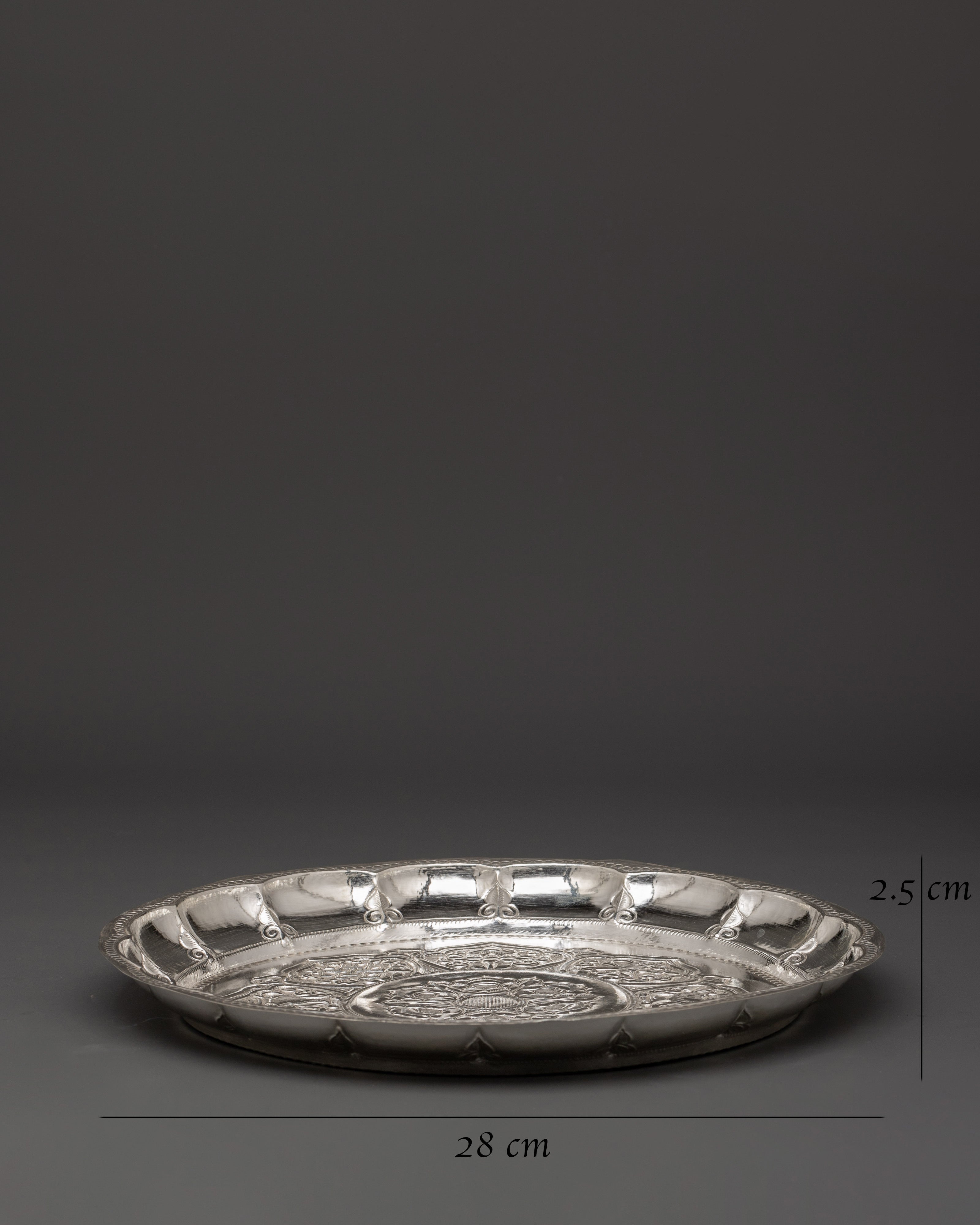 Pure Silver Pooja Thali with 8 Auspicious Symbols | Tibetan Buddhist Altar Plate for Rituals