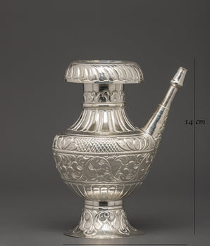 Pure Silver Karuwa with Floral Engraving | Buddhist Offering