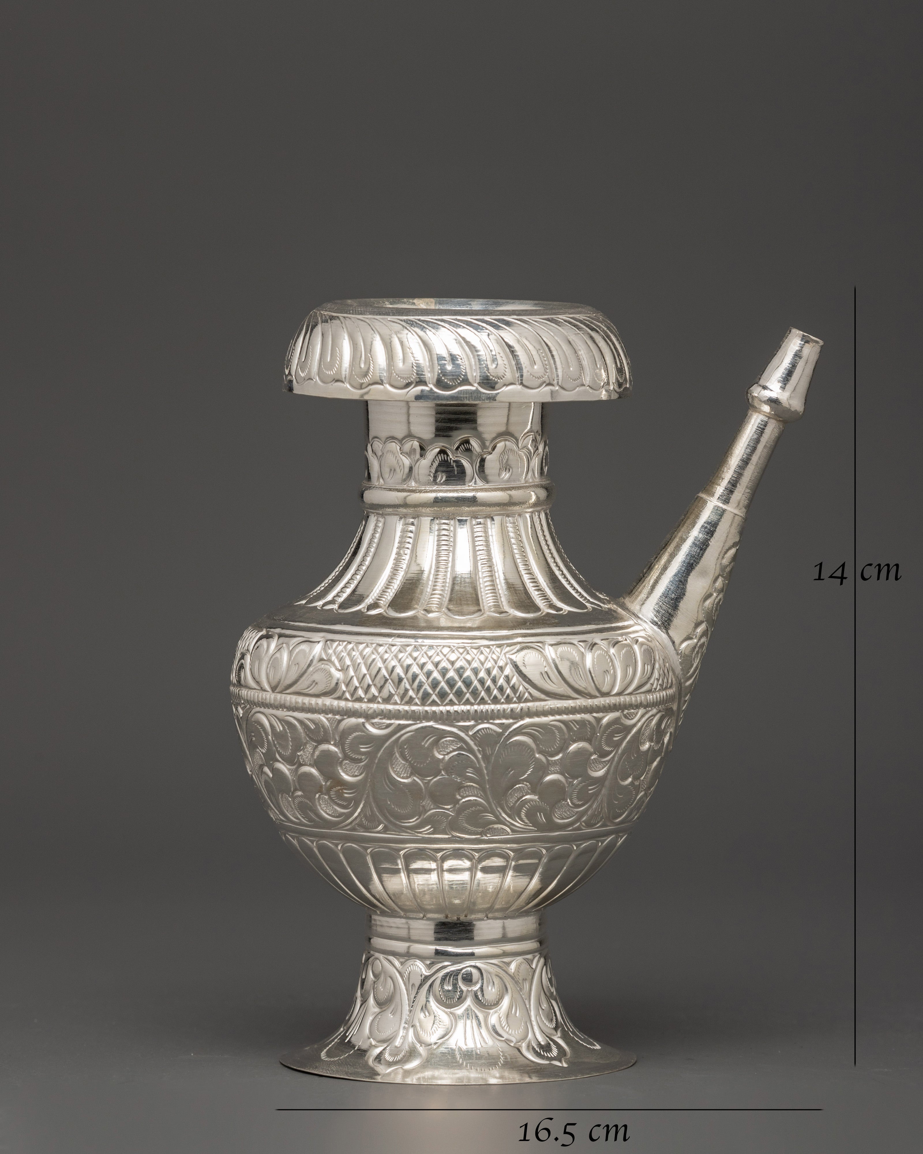 Pure Silver Karuwa with Floral Engraving | Buddhist Offering