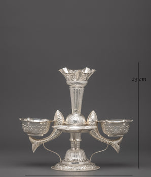 Machha Tikadani of Pure Silver | Jamara and Tika Holder for Dashain