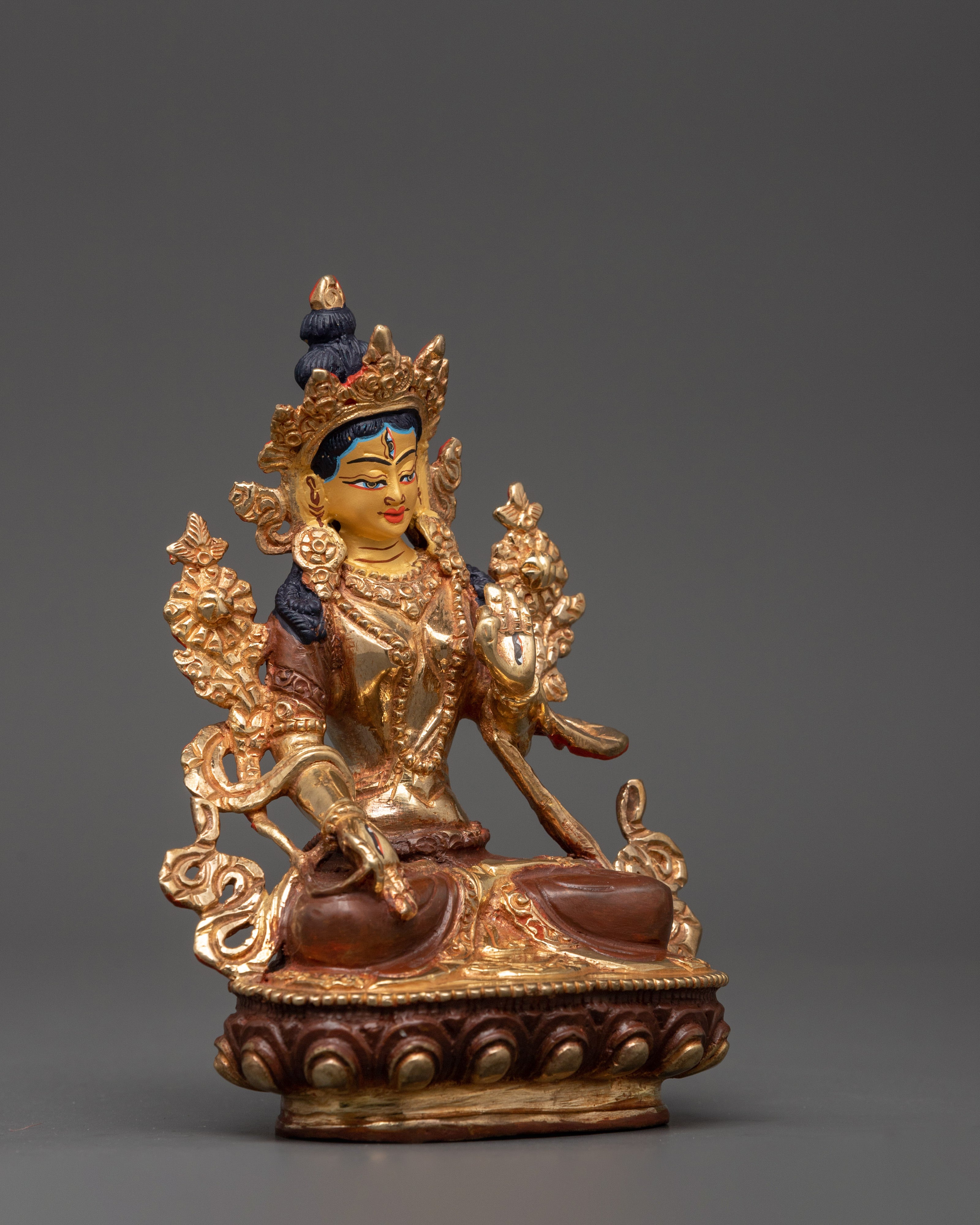 Elegant Gold-Plated White Tara | Meditation & Spiritual Decor