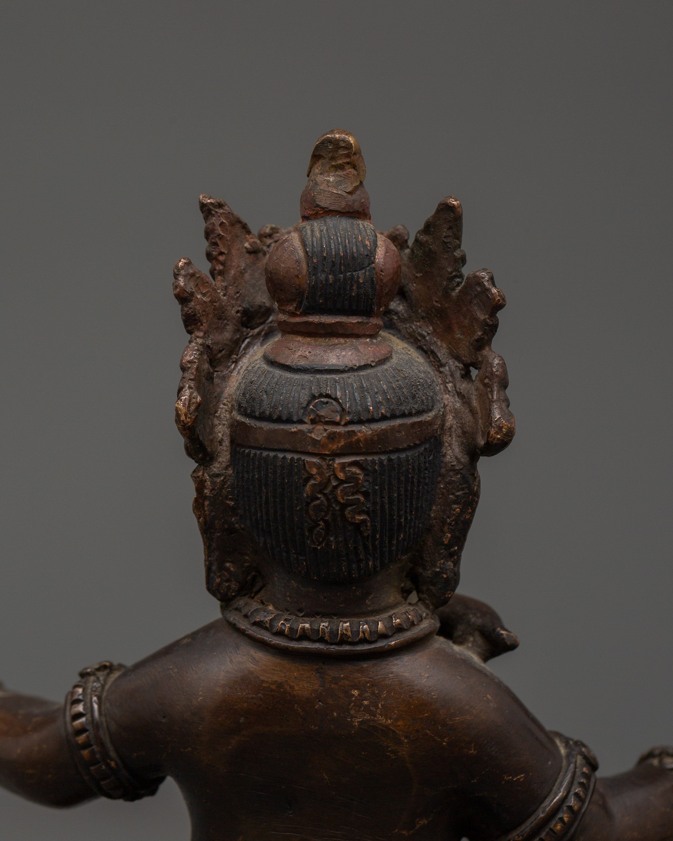 Oxidized Copper Ganesh with Consort Statue | Hindu Deity Sculpture