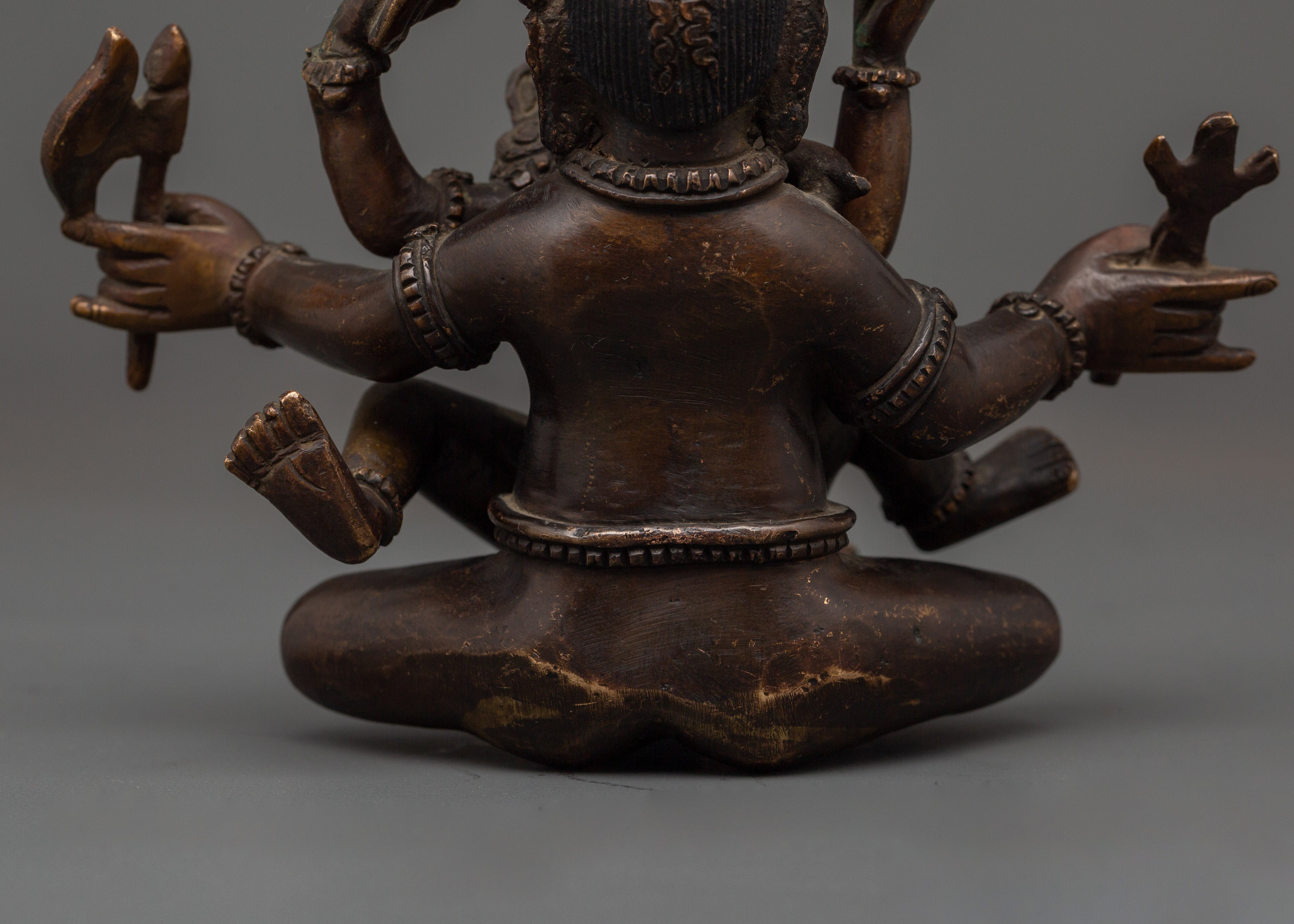 Oxidized Copper Ganesh with Consort Statue | Hindu Deity Sculpture