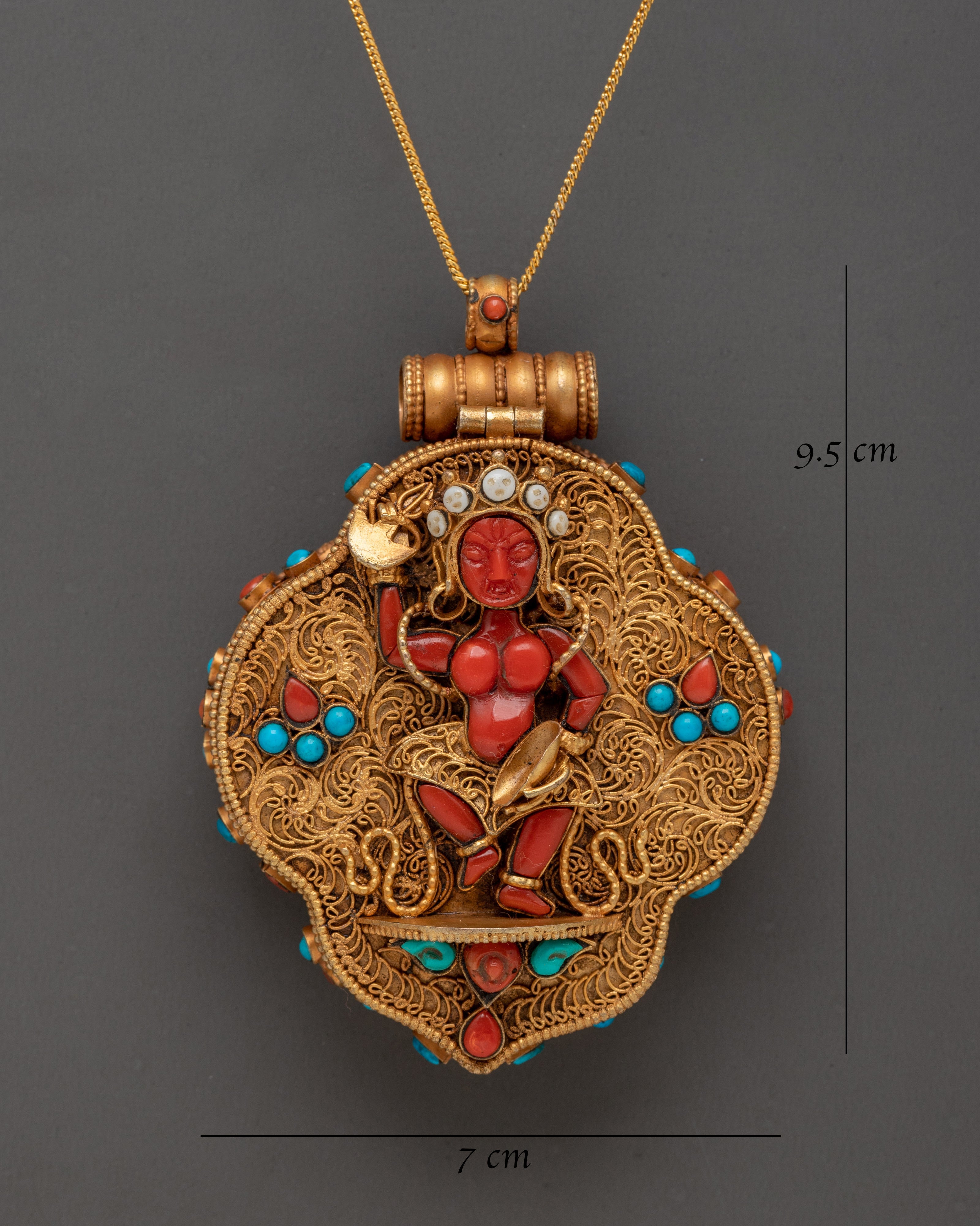 Gold plated Tibetan Ghau Box Locket | Sacred Buddhist Amulet