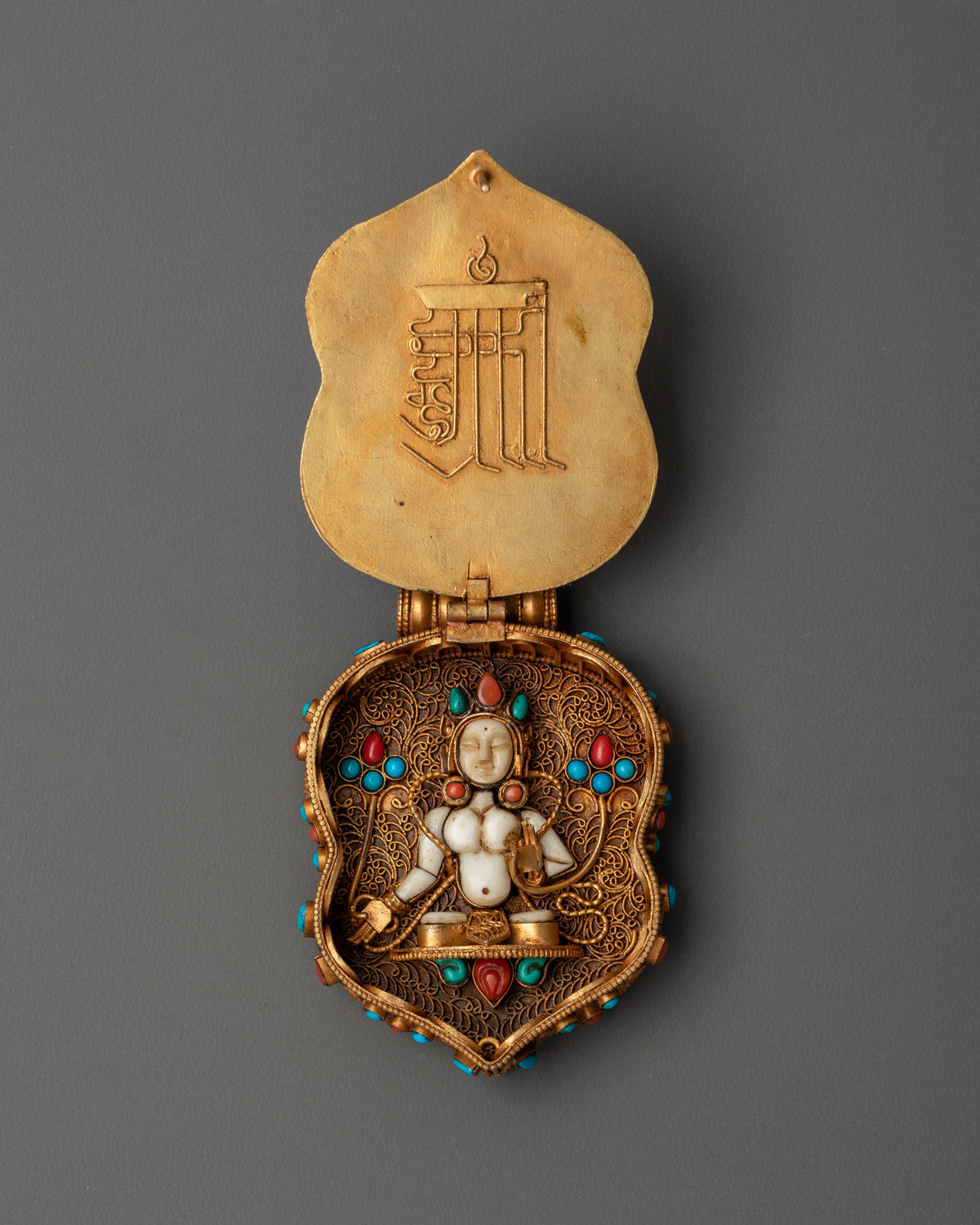 Tibetan Ghau Box Locket with Turquoise