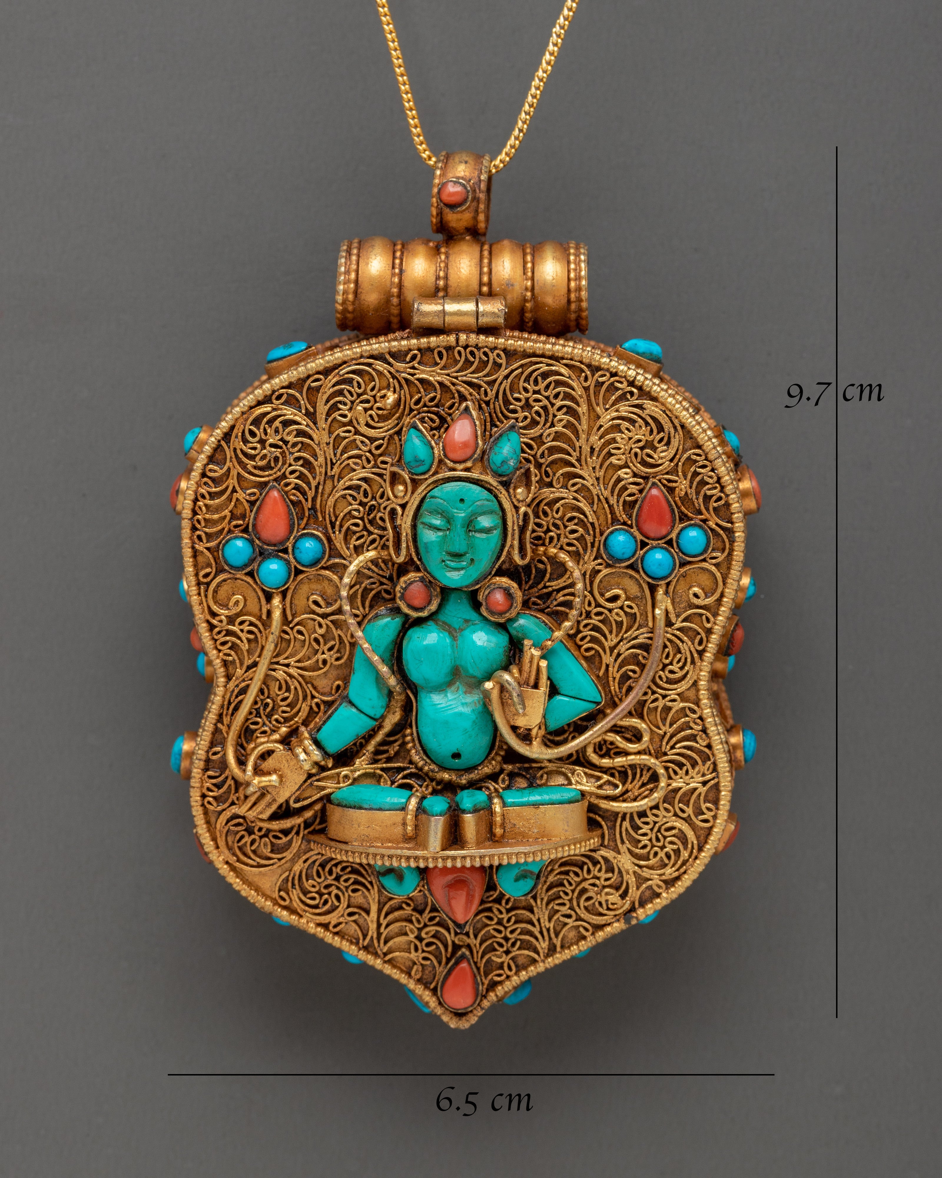 Tibetan Ghau Box Locket with Turquoise