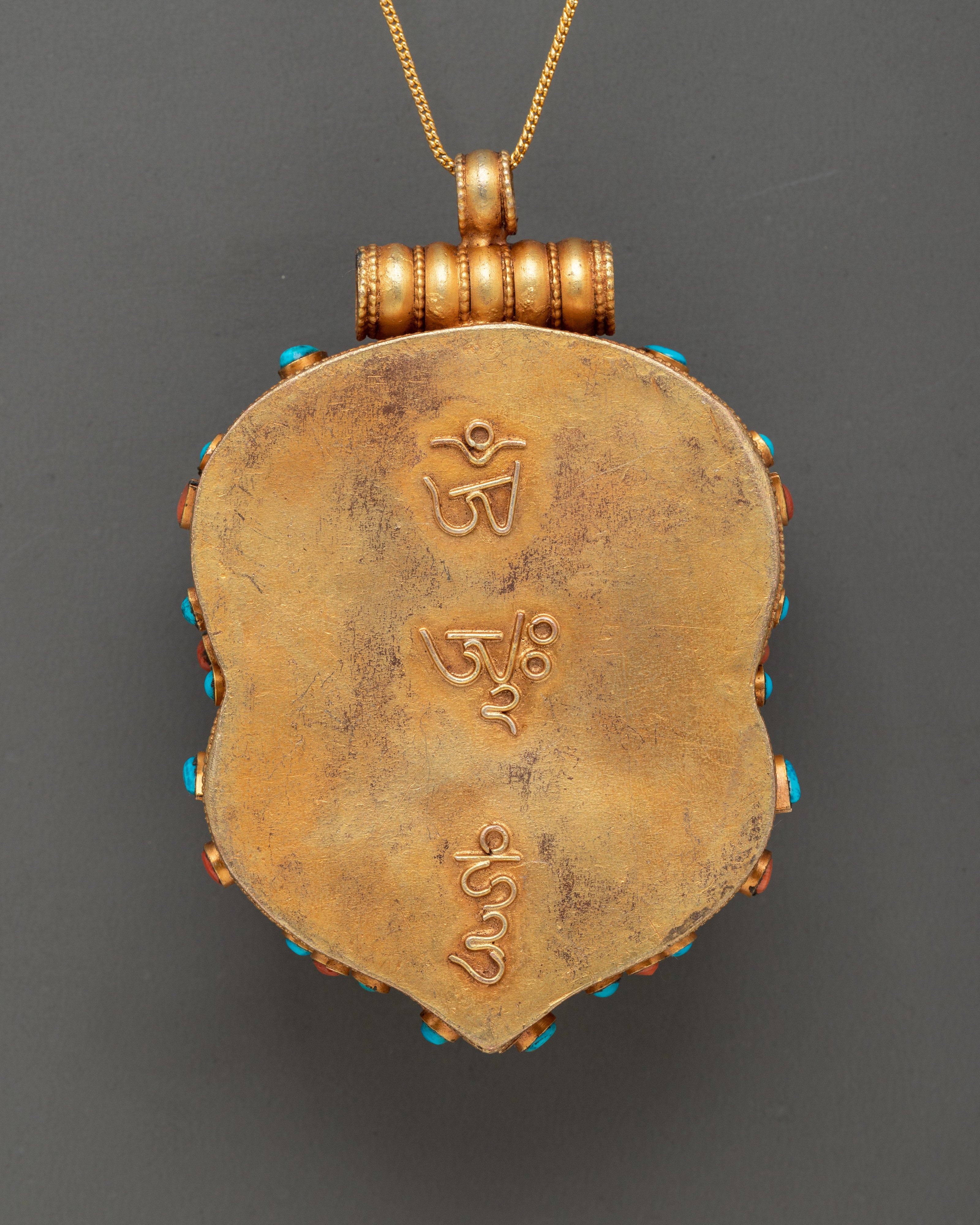 Tibetan Ghau Box Locket with Turquoise