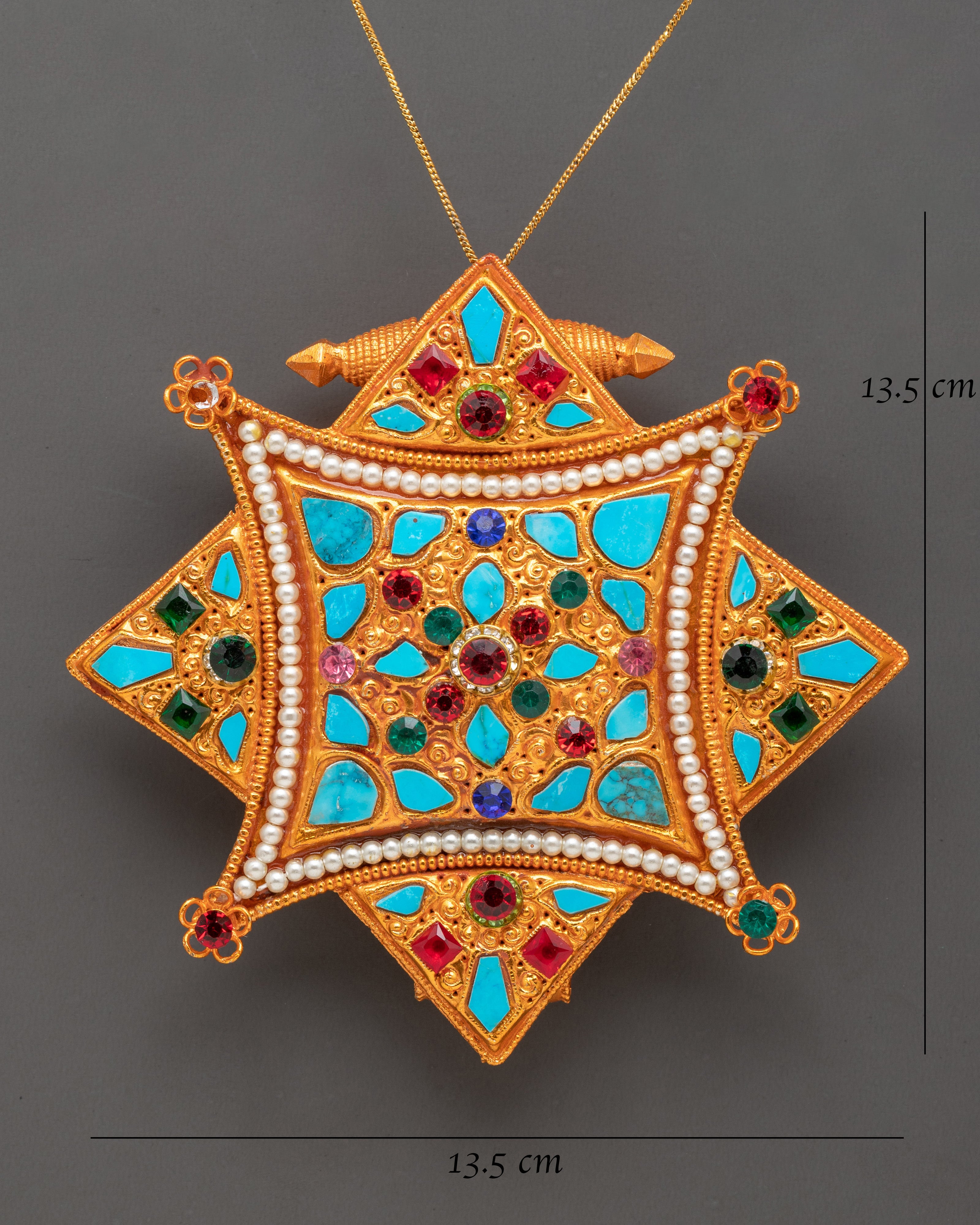 Star-Shaped Tibetan Ghau Box Locket | Gold Plated Amulet Pendant
