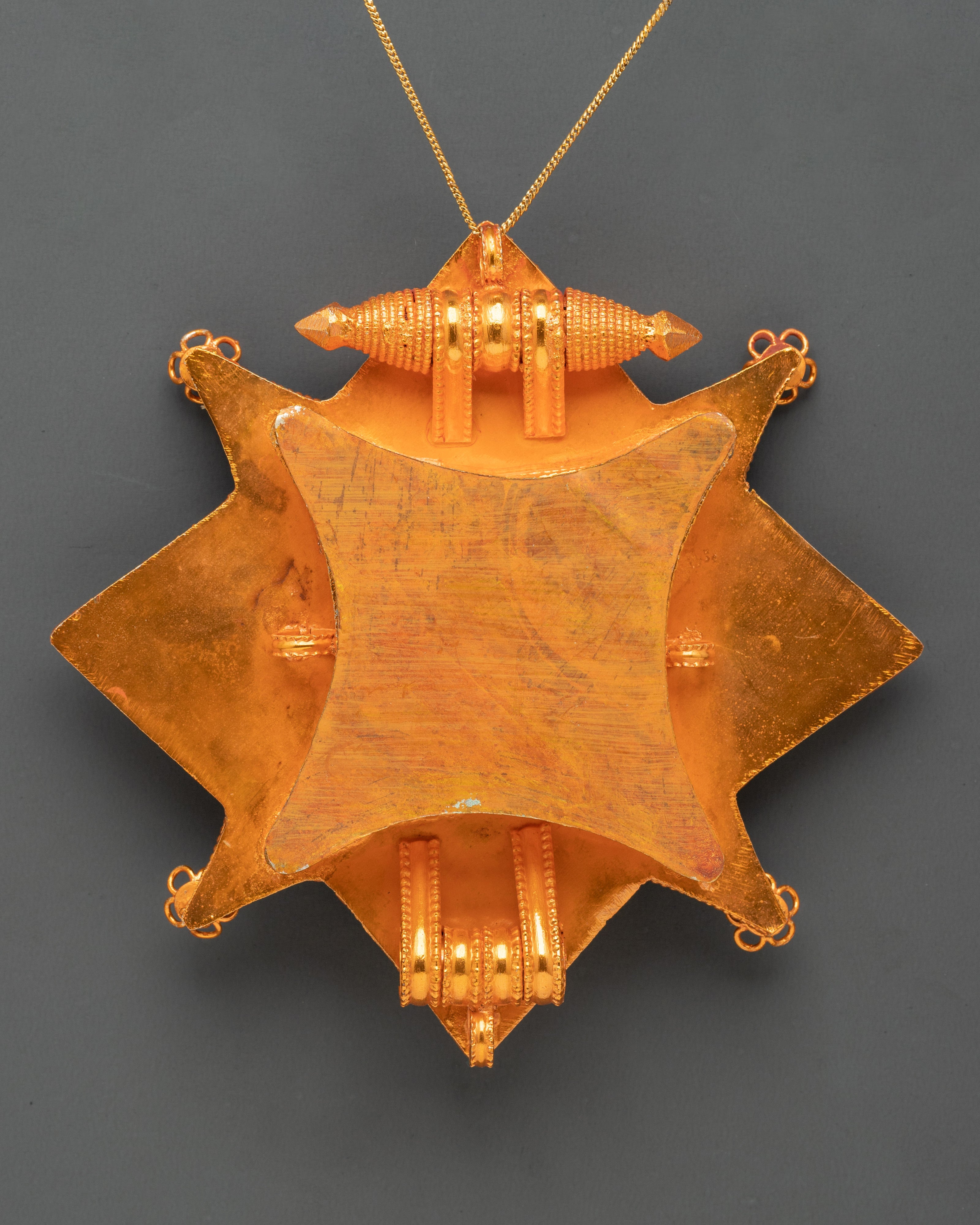 Star-Shaped Tibetan Ghau Box Locket | Gold Plated Amulet Pendant