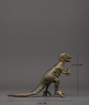 Brass Dinosaur Sculpture for Home Decor | Unique Statue for Kids Room or Office Desk