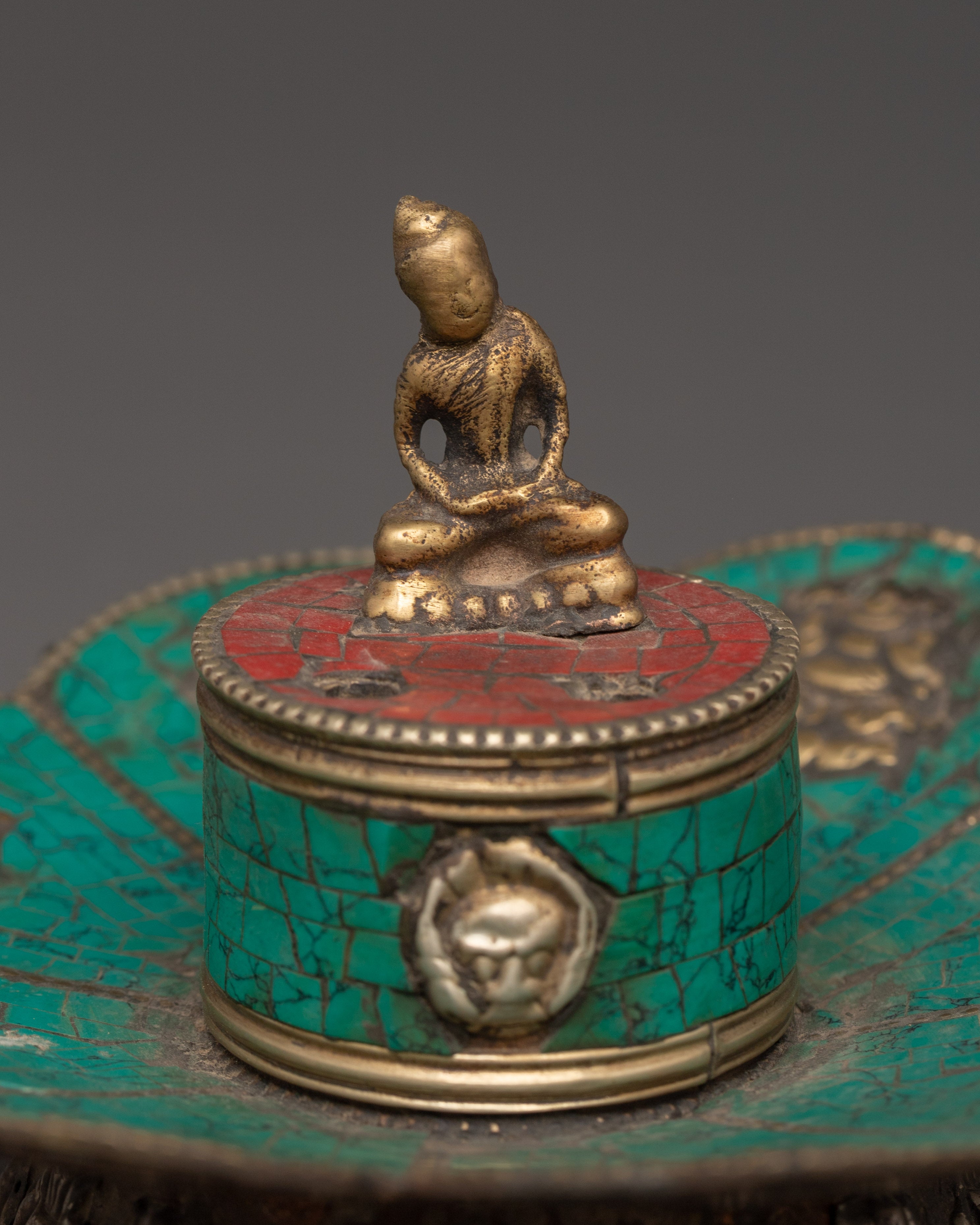 Lotus Design Incense Holder with Buddha Statue | Meditation Altar & Home Decor