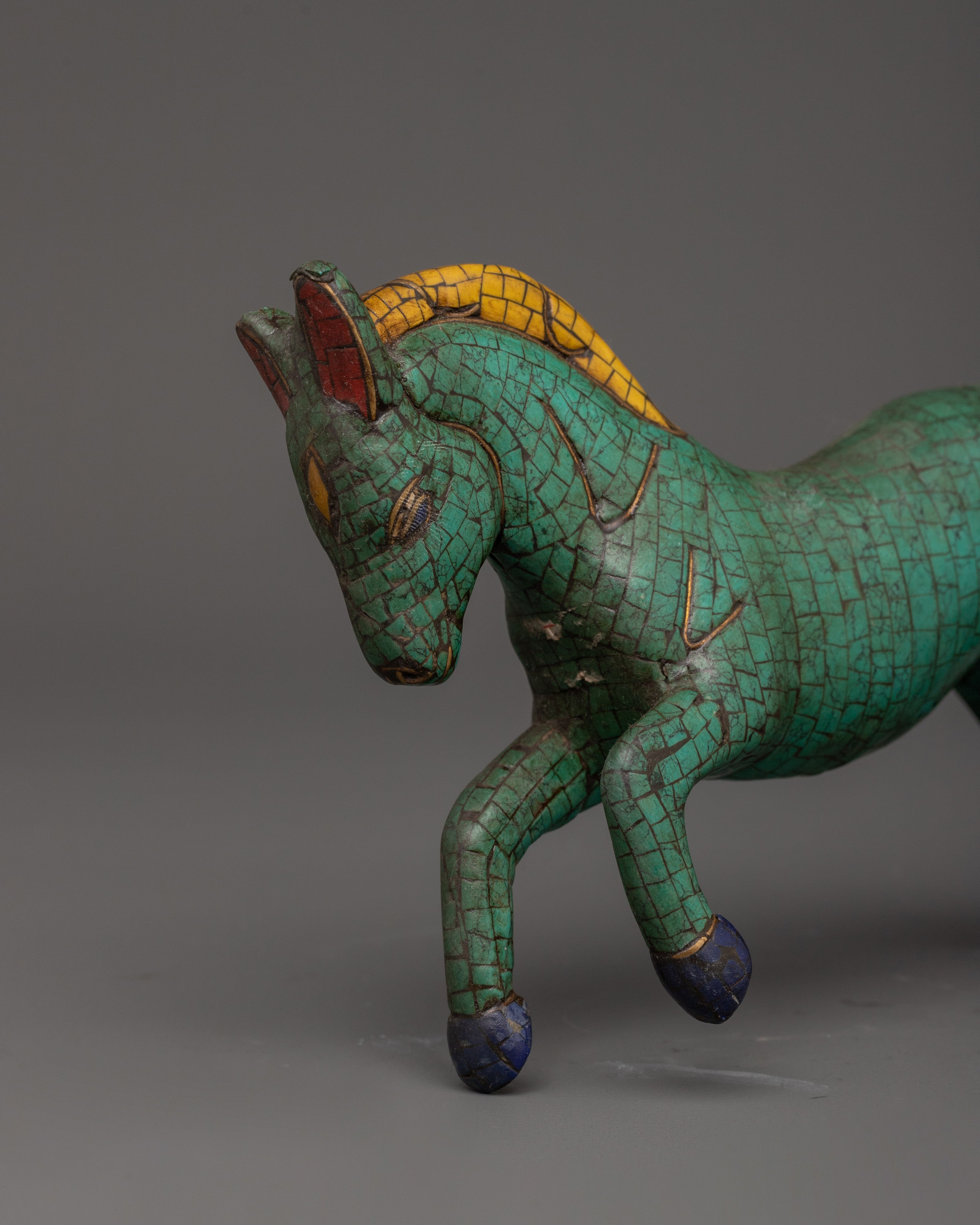 Turquoise Decorative Horse Statue | Handcrafted Decor Symbolizing Strength