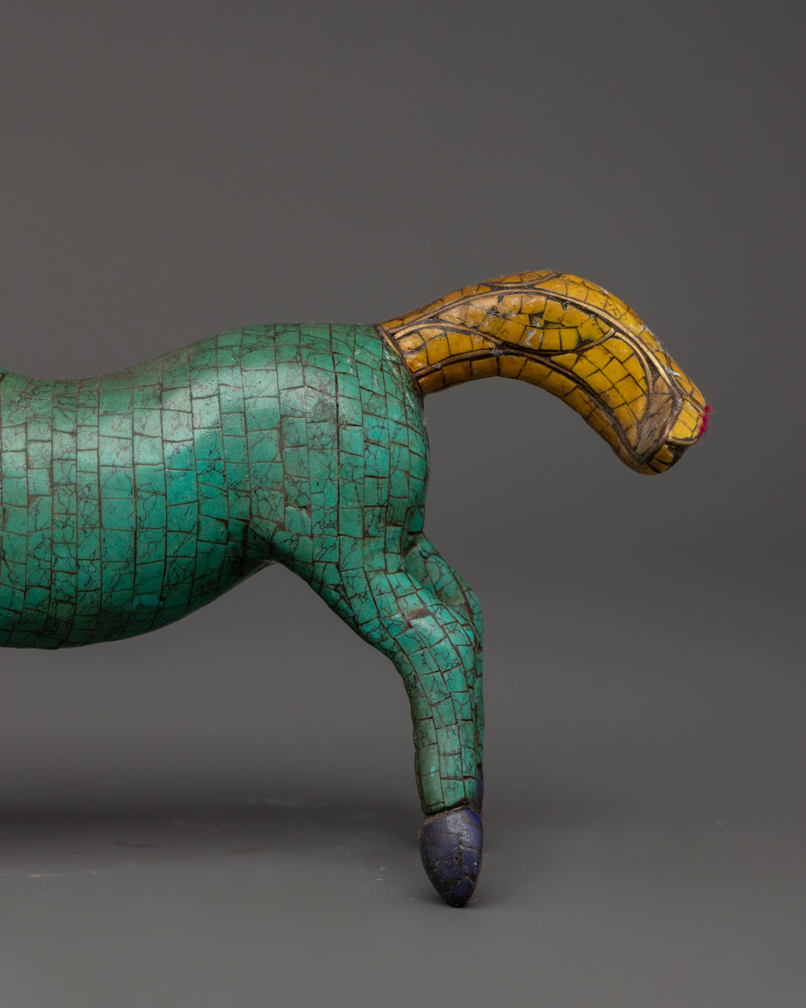 Turquoise Decorative Horse Statue | Handcrafted Decor Symbolizing Strength