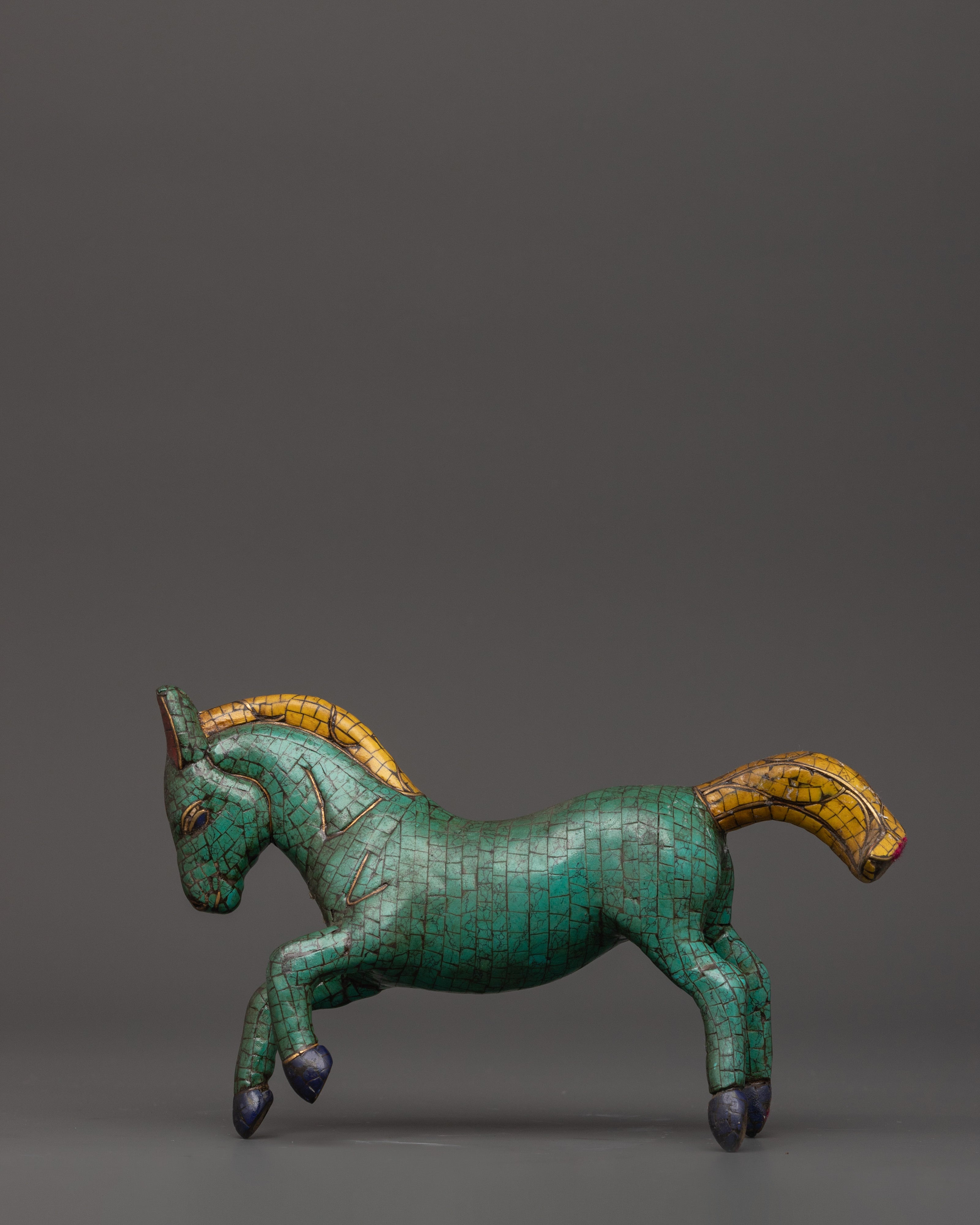 Turquoise Decorative Horse Statue | Handcrafted Decor Symbolizing Strength