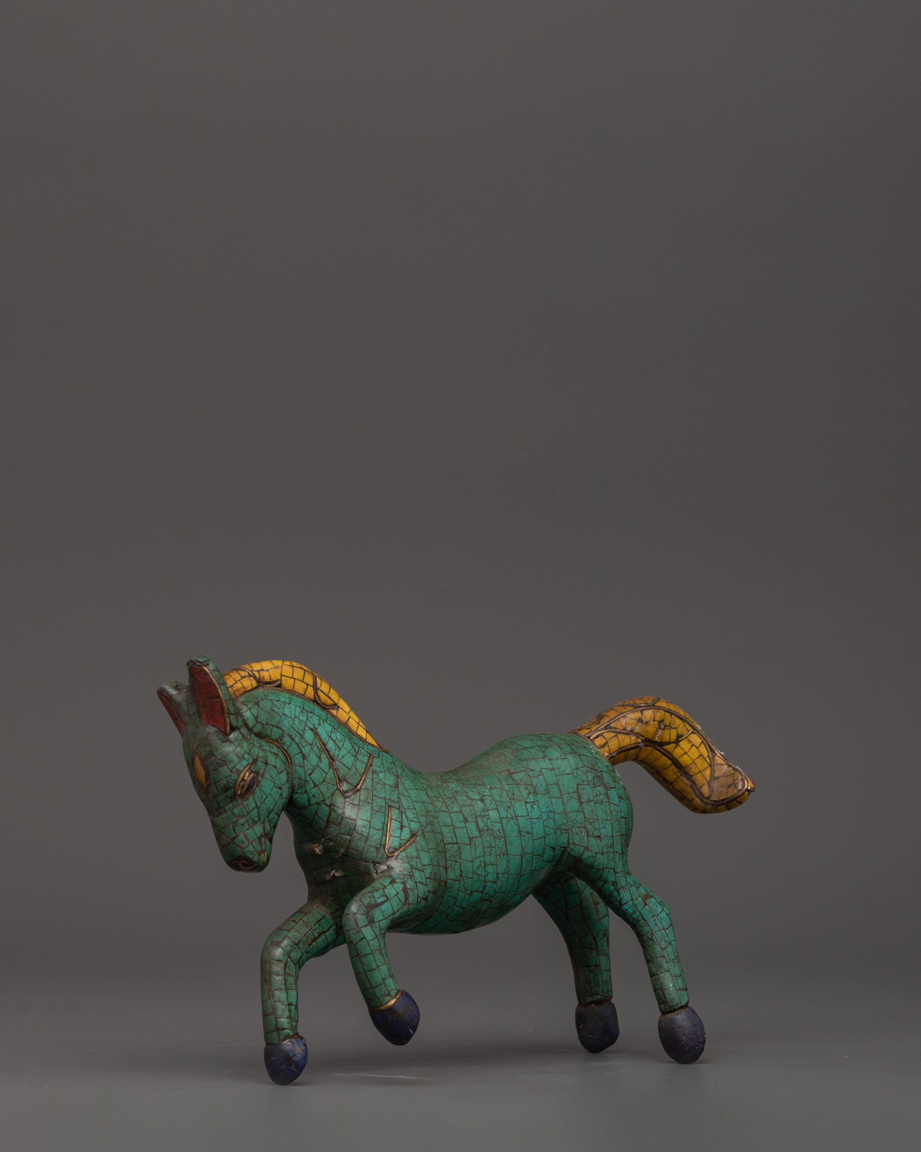 Turquoise Decorative Horse Statue | Handcrafted Decor Symbolizing Strength