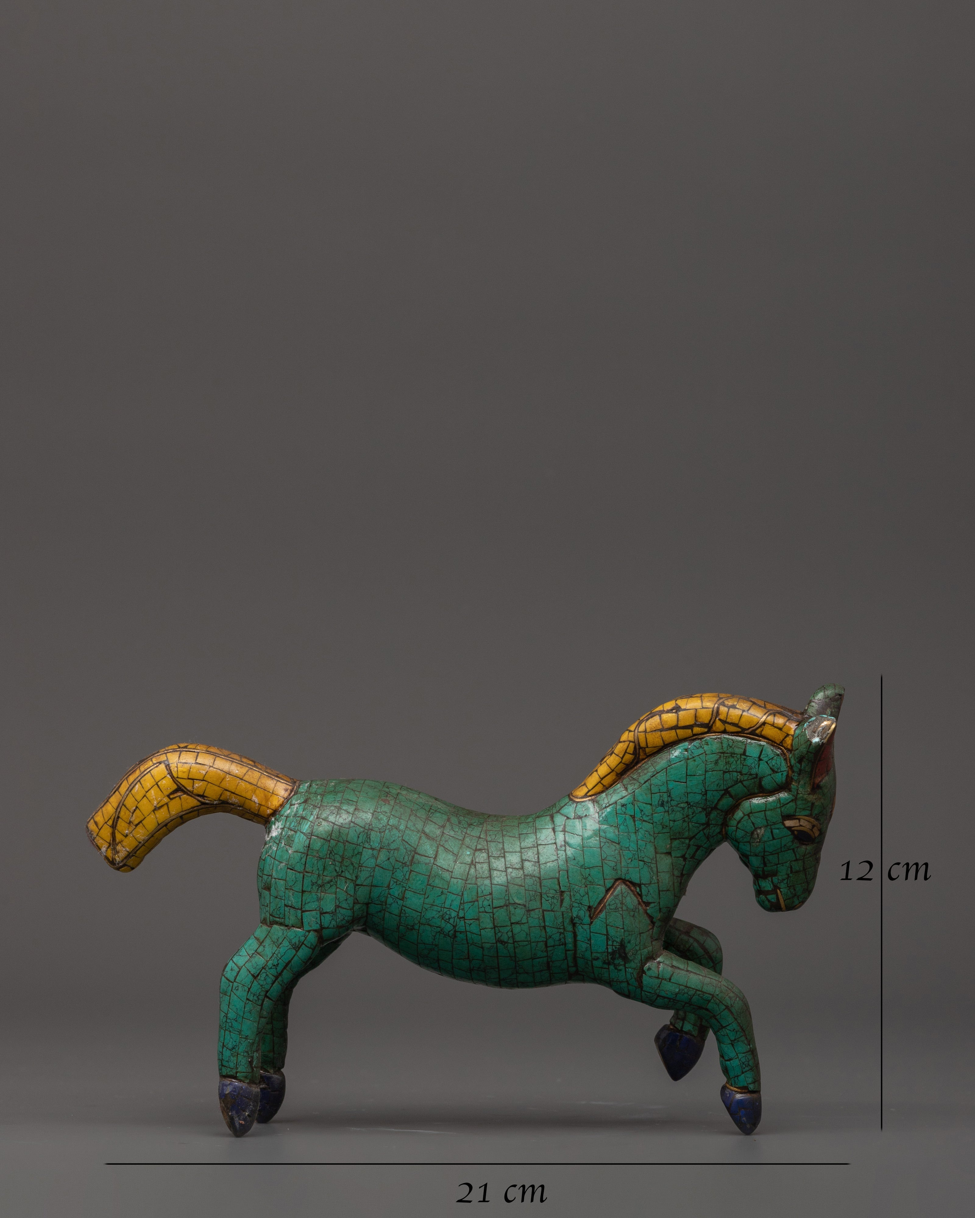 Turquoise Decorative Horse Statue | Handcrafted Decor Symbolizing Strength