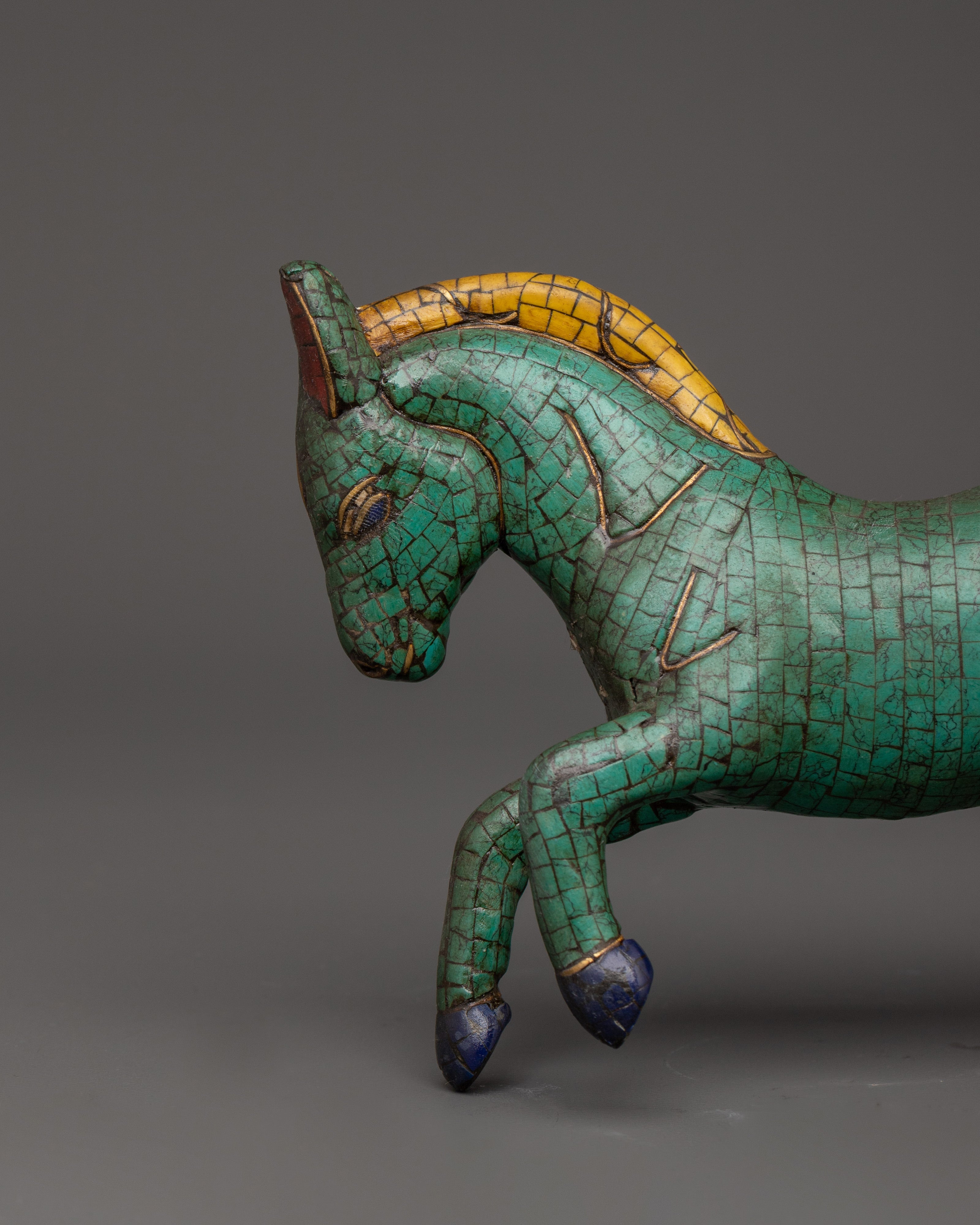 Turquoise Decorative Horse Statue | Handcrafted Decor Symbolizing Strength