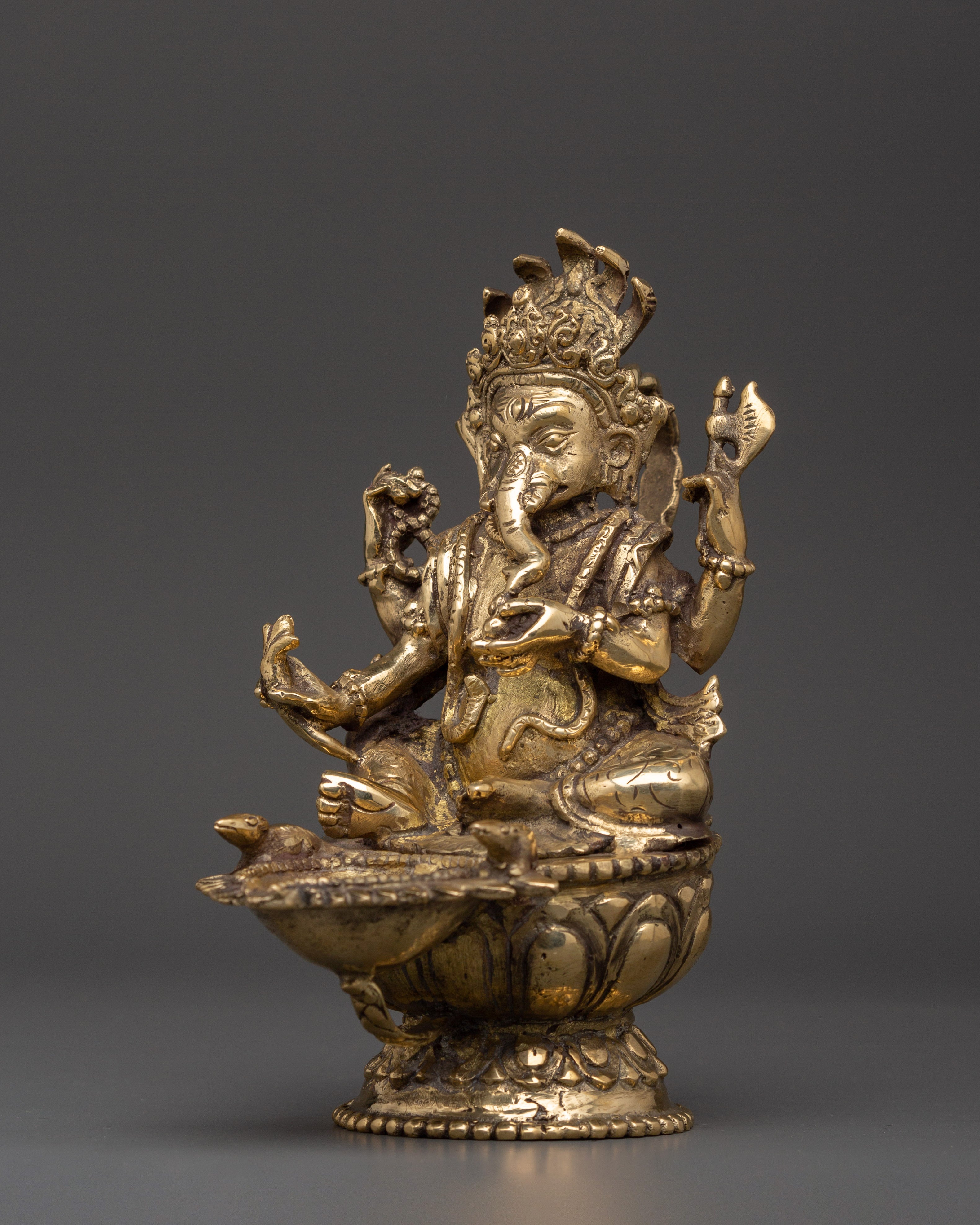 Traditional Ganesh Oil Lamp | Brass Diya for Puja, Rituals & Home Decor