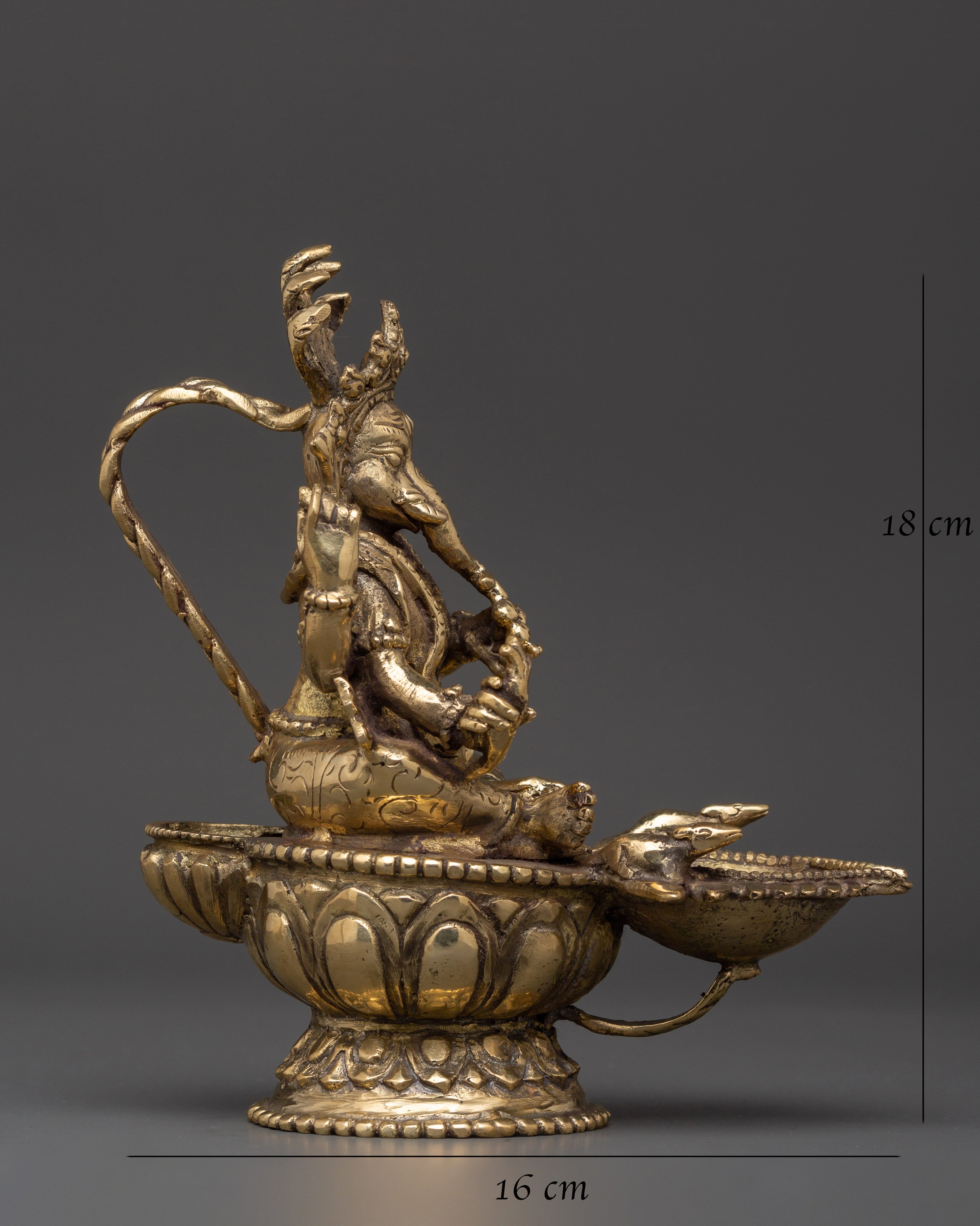 Traditional Ganesh Oil Lamp | Brass Diya for Puja, Rituals & Home Decor