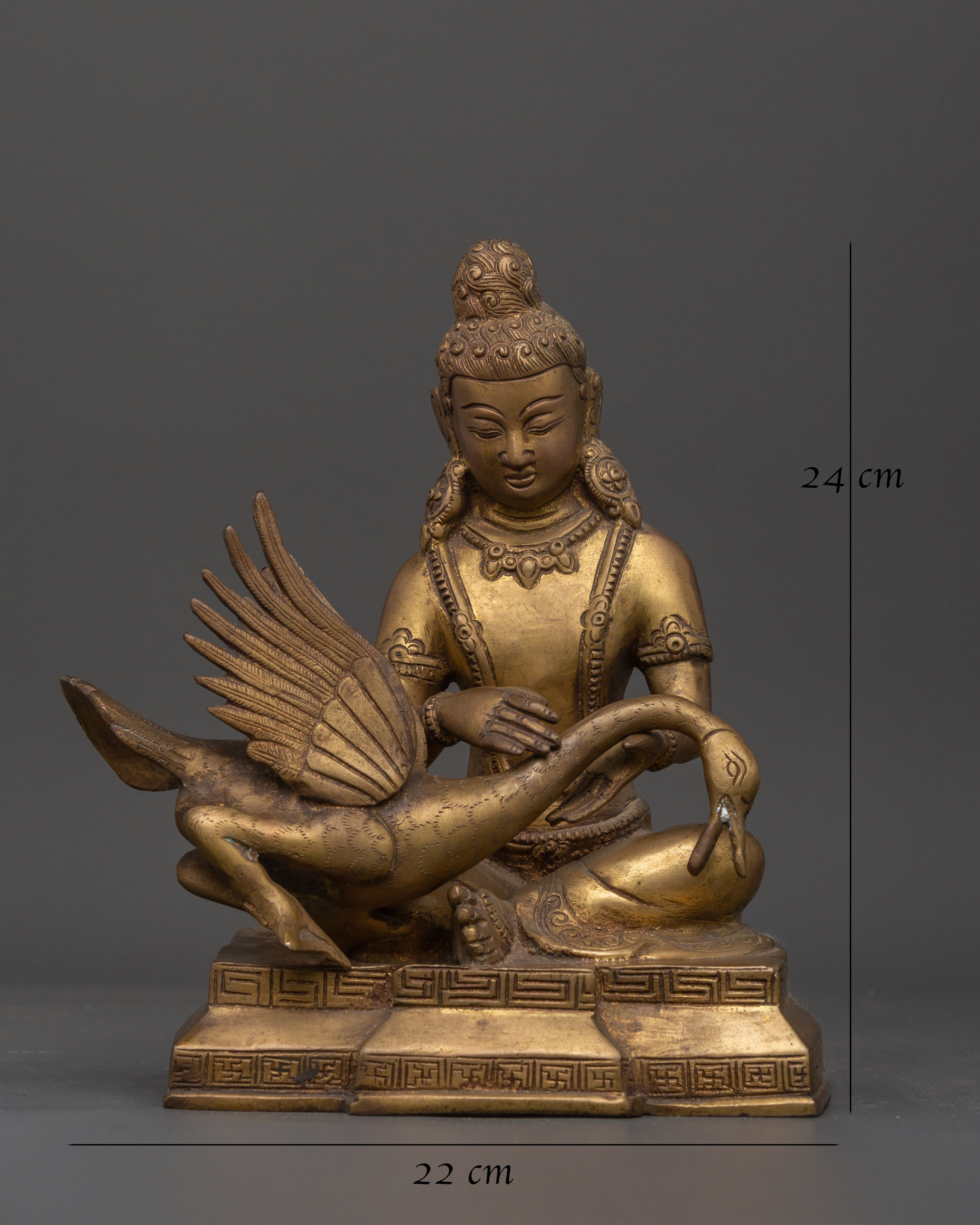 Brass Siddhartha Gautam Statue with Swan | Symbolizing Compassion and Protection