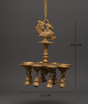 Brass Dalucha Hanging Oil Lamp | Ritual Decor for Temples, Homes