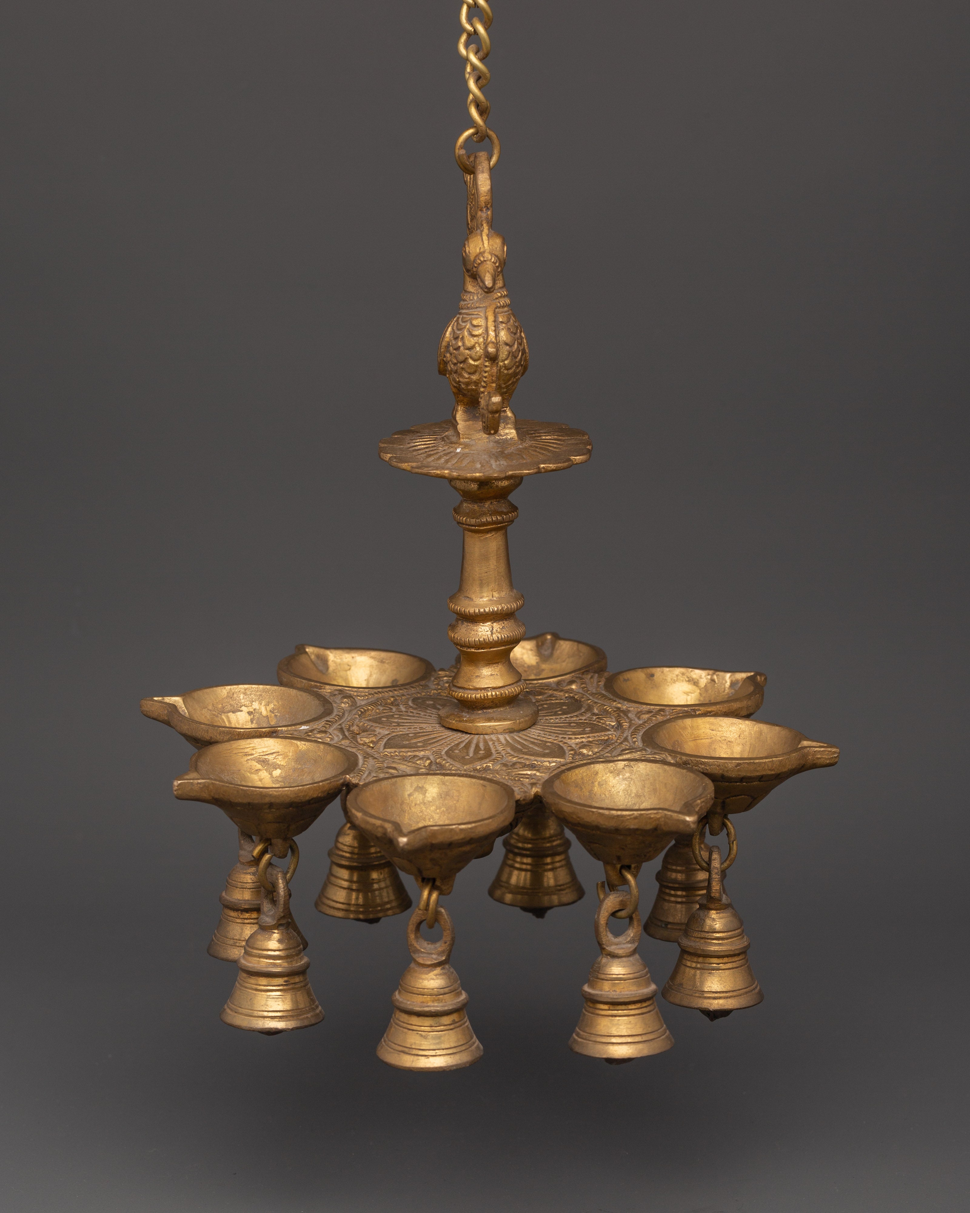 Brass Dalucha Hanging Oil Lamp | Ritual Decor for Temples, Homes