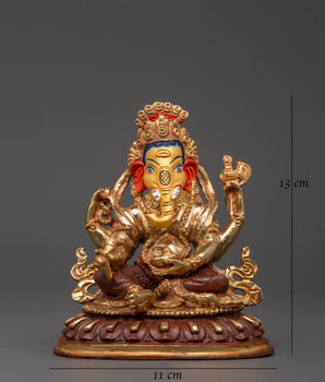 Handcrafted Oxidized Copper Ganesh | Colorful Acrylic Painted Lord Ganesha Sculpture