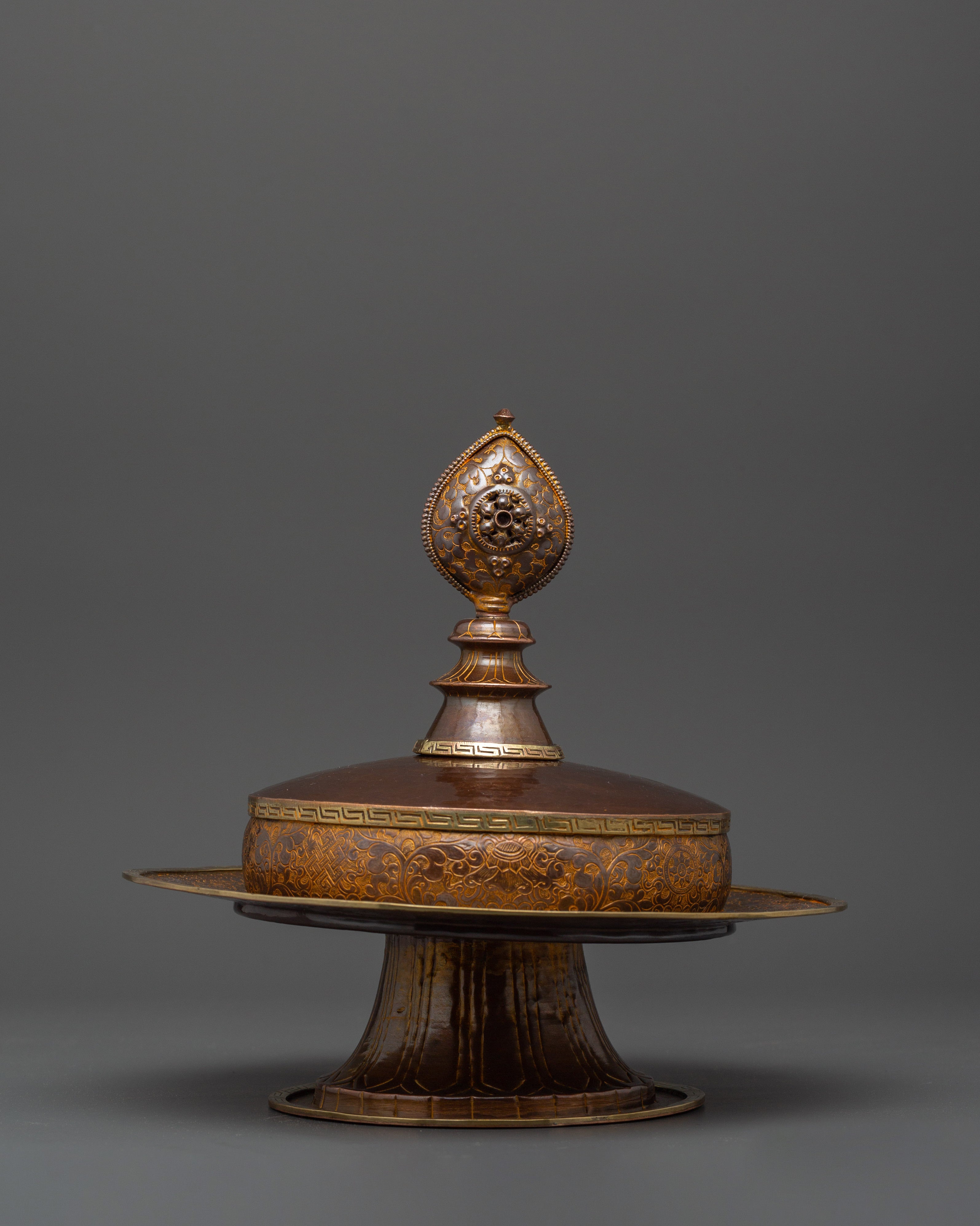 Oxidized Copper Mandala Offering Set | Buddhist Ritual Item