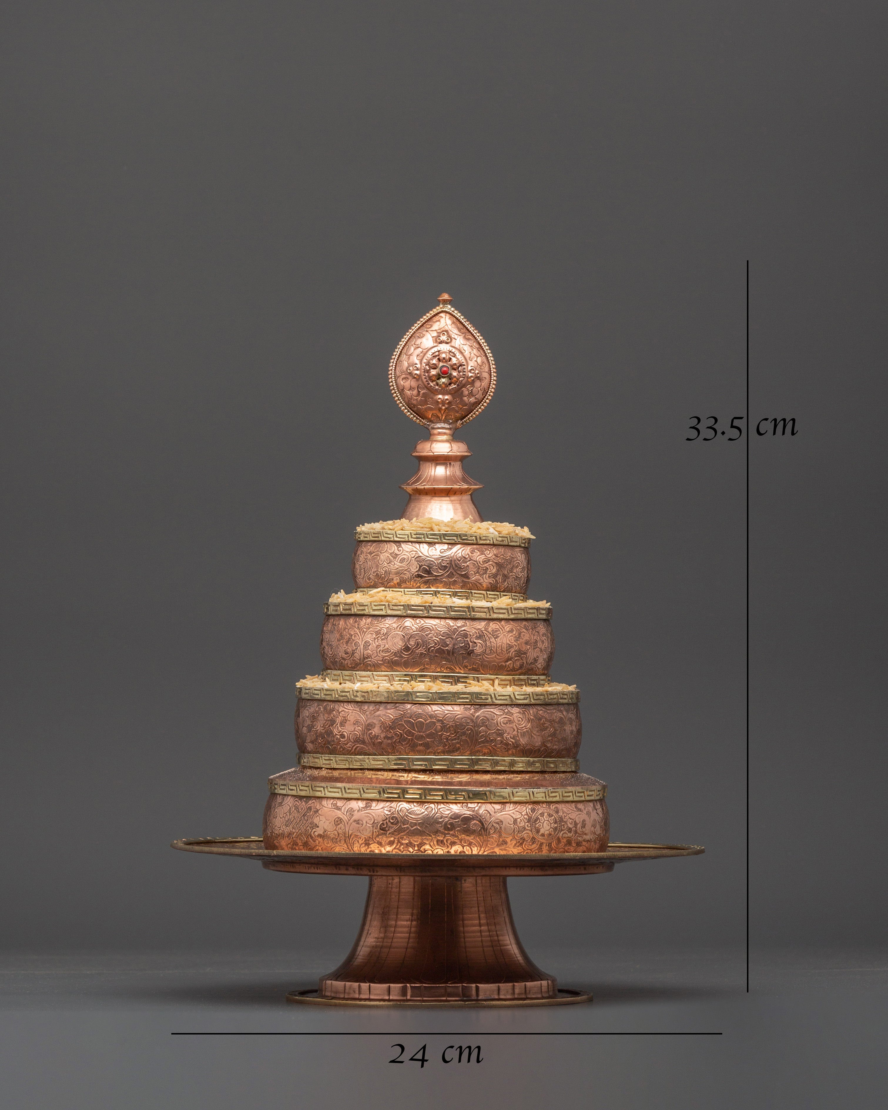 Copper Tibetan Mandala Offering Set | Tibetan Ritual Altar Item