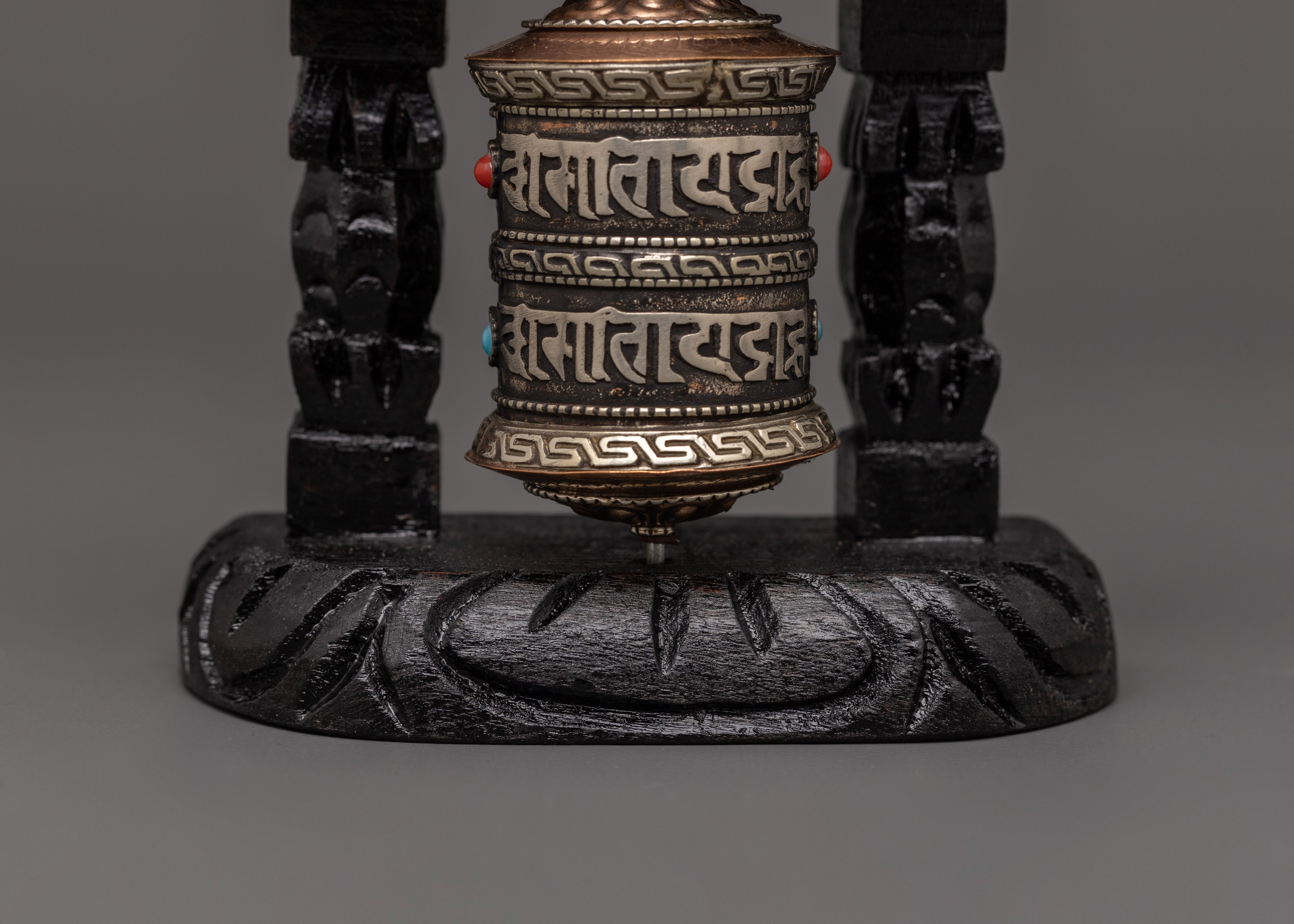 Mini Brass & Copper Tibetan Prayer Wheel | Altar Decor for Meditation