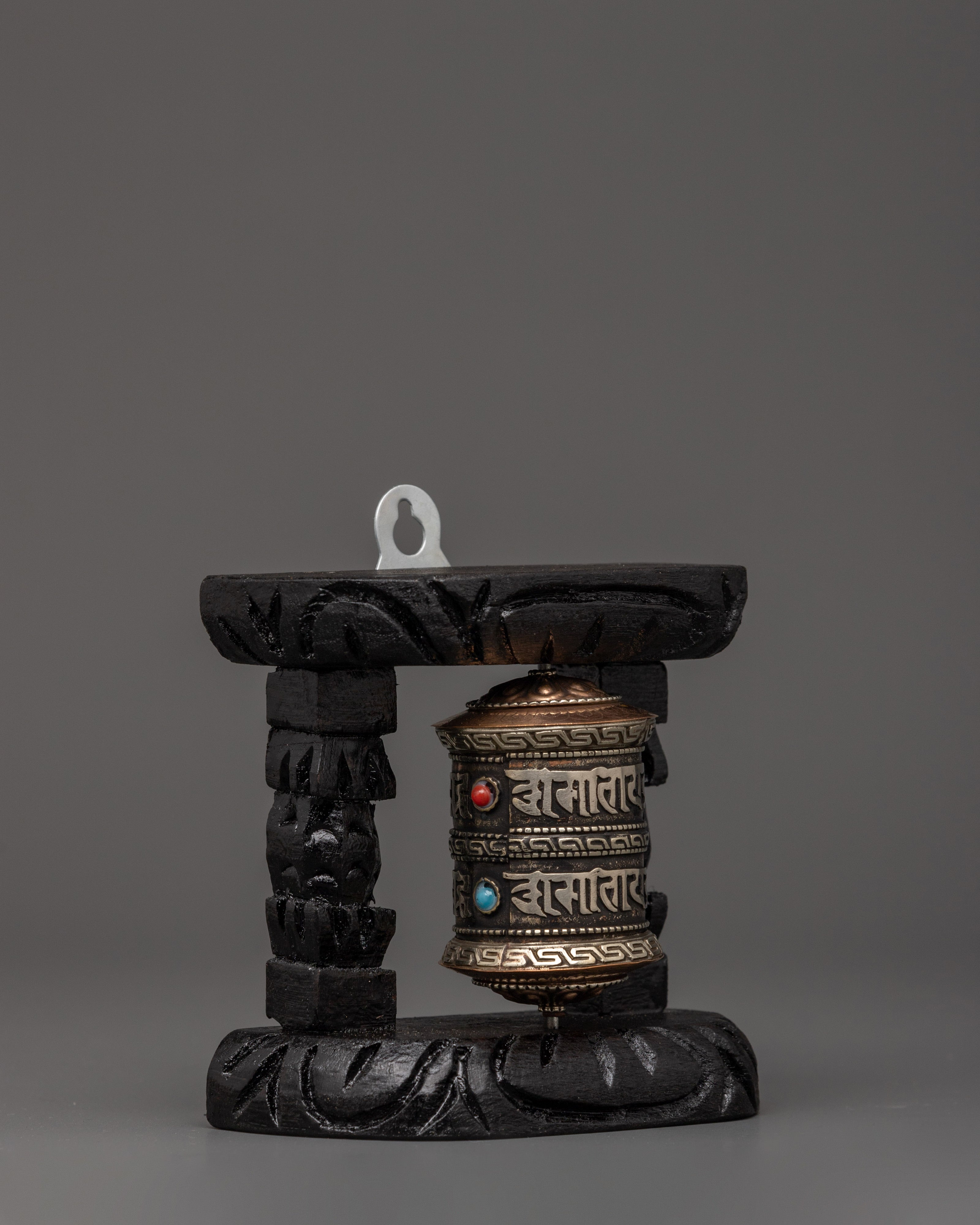 Mini Brass & Copper Tibetan Prayer Wheel | Altar Decor for Meditation