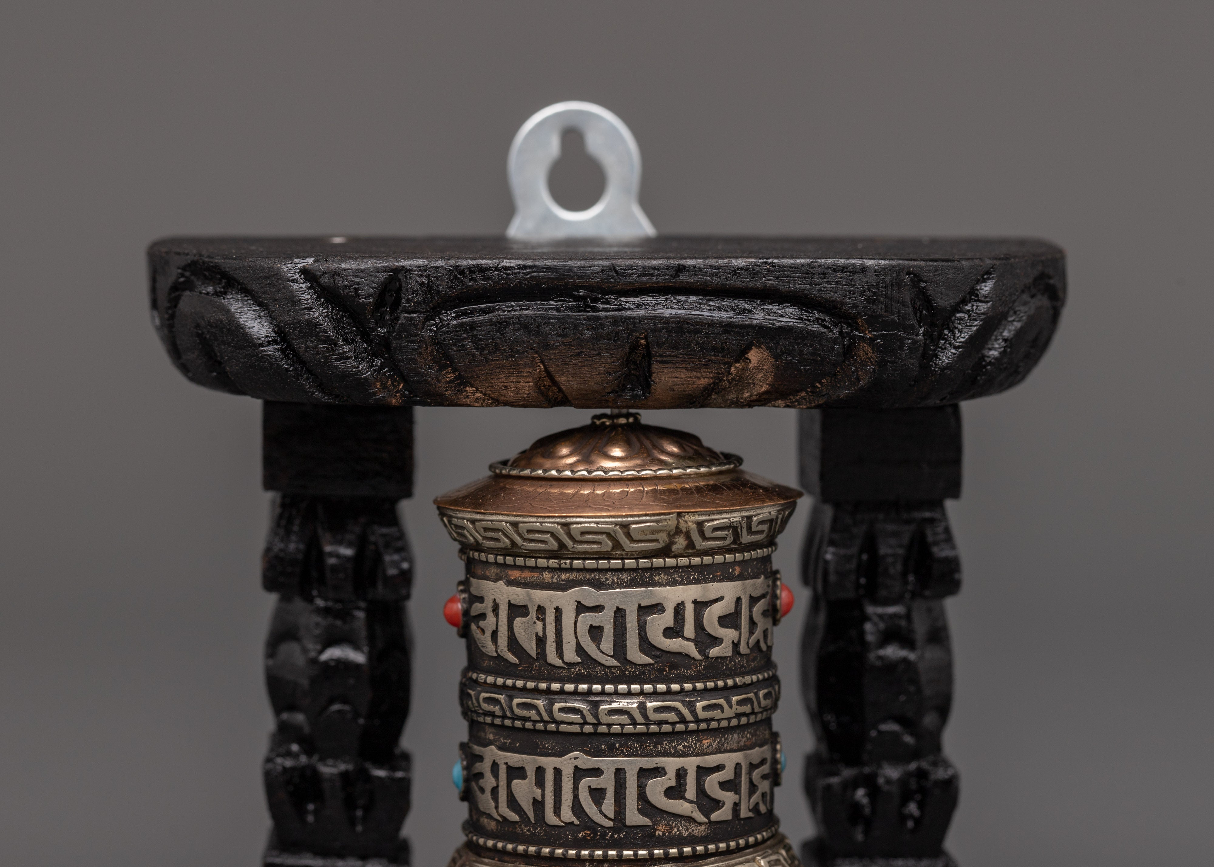 Mini Brass & Copper Tibetan Prayer Wheel | Altar Decor for Meditation