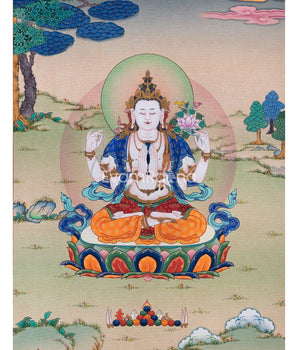 High-Quality Cotton Canvas Print For Chenrezig Meditation