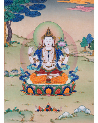 High-Quality Cotton Canvas Print For Chenrezig Meditation